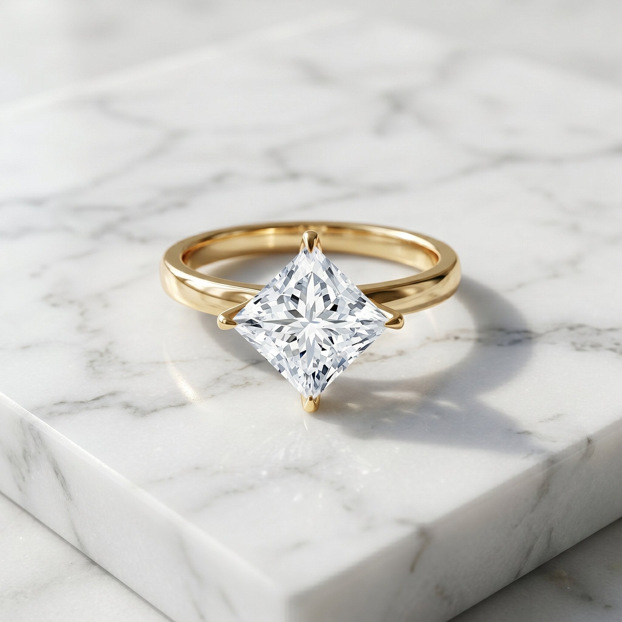 IGI Certified Lab Grown Diamond 3 Carat Princess Cut Engagement Ring Lab - ( E-VS1 ) - Rosec Jewels