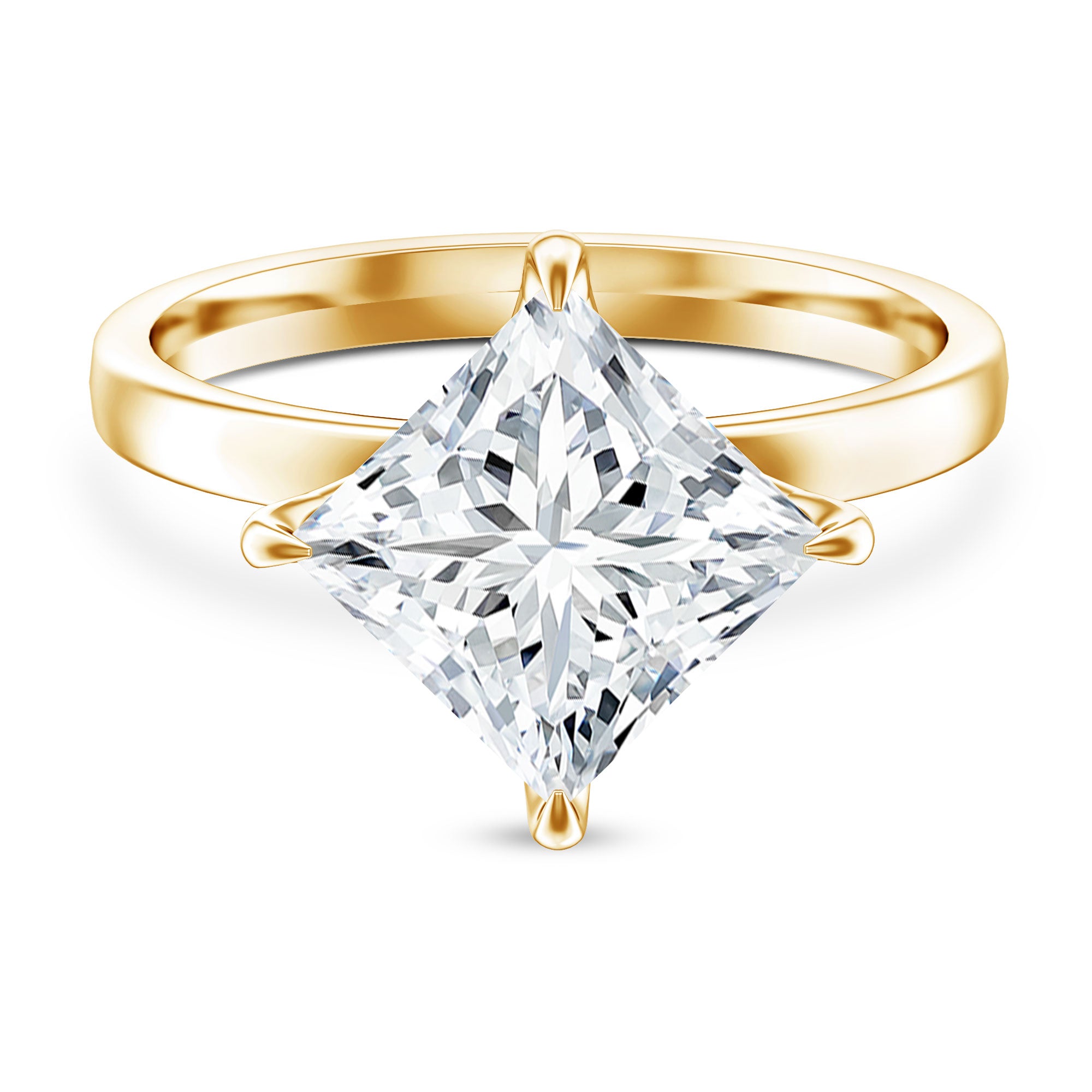 Solitaire 5 Carat Princess Cut Lab Grown Diamond Huge Engagement Ring with IGI Certificate Lab - ( E-VS1 ) - Rosec Jewels