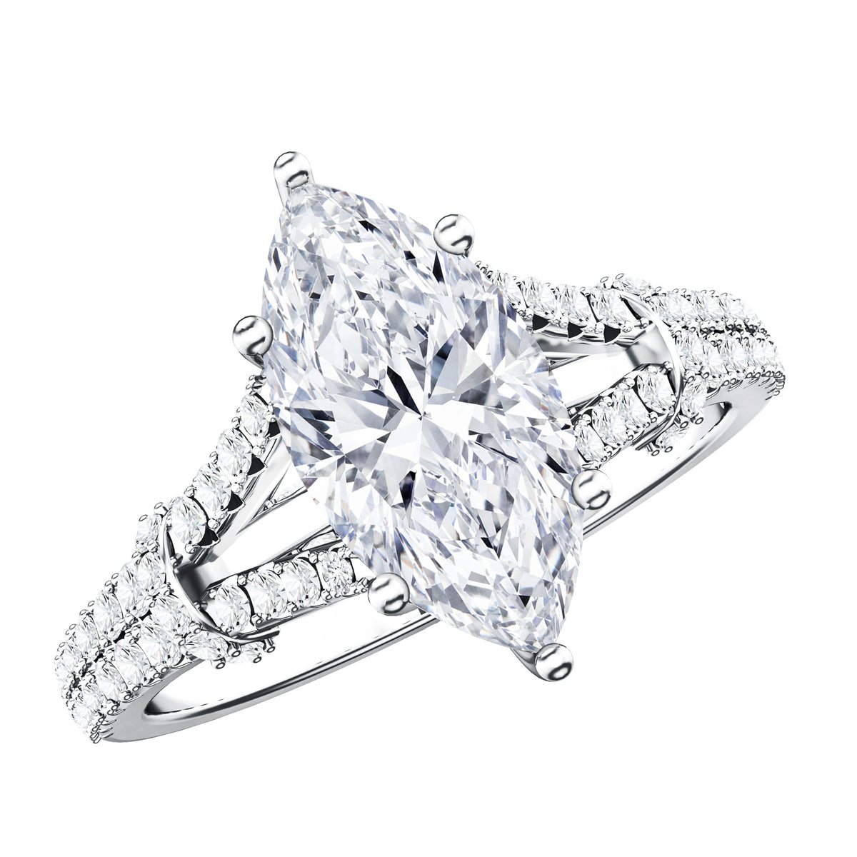 IGI Certified 2 Carat Marquise Lab Grown Diamond Split Shank Engagement Ring Lab - ( E-VS1 ) - Rosec Jewels