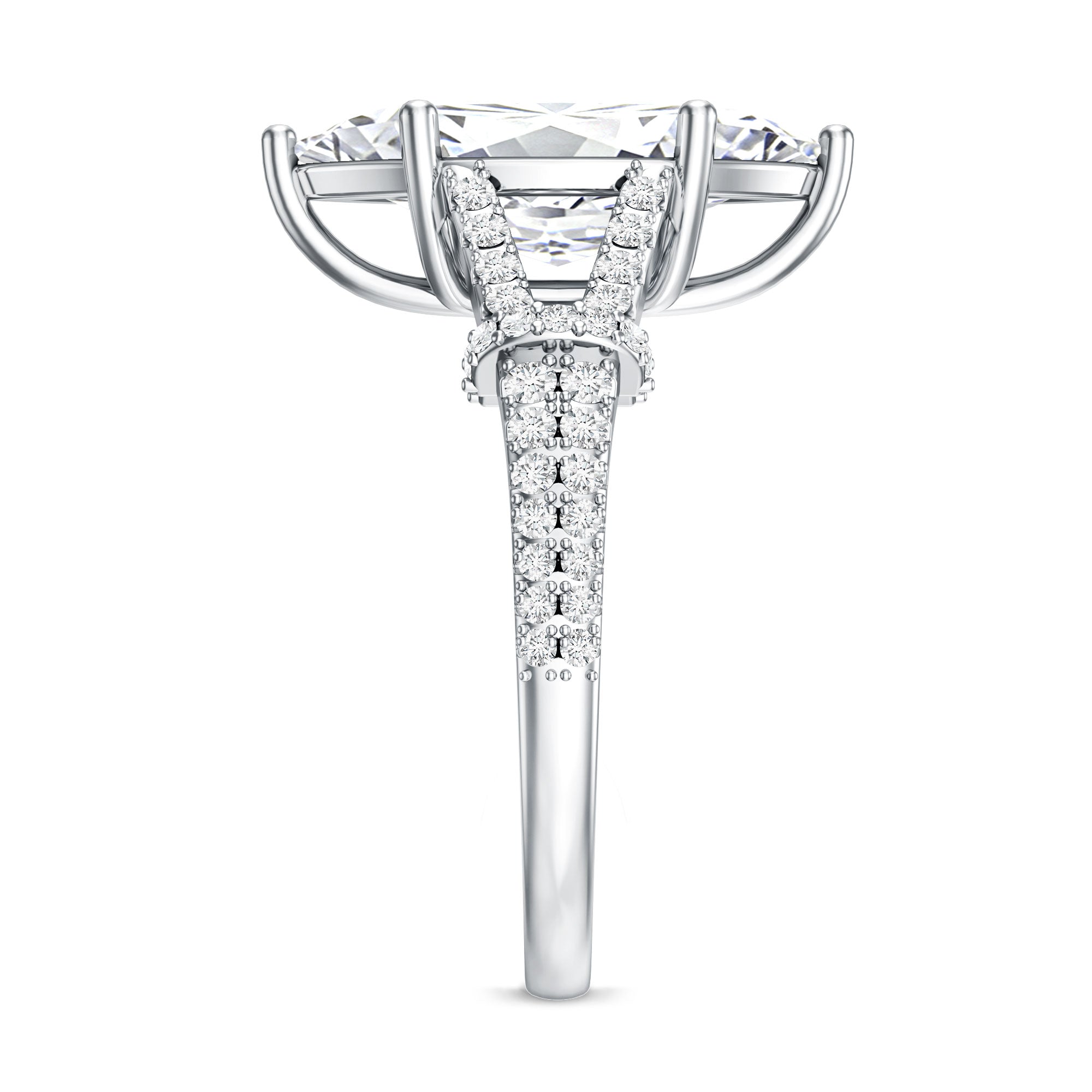 Rosec Jewels-Vintage Inspired Marquise Cut Lab Grown Diamond Split Shank Engagement Ring IGI Certified 3 Carat