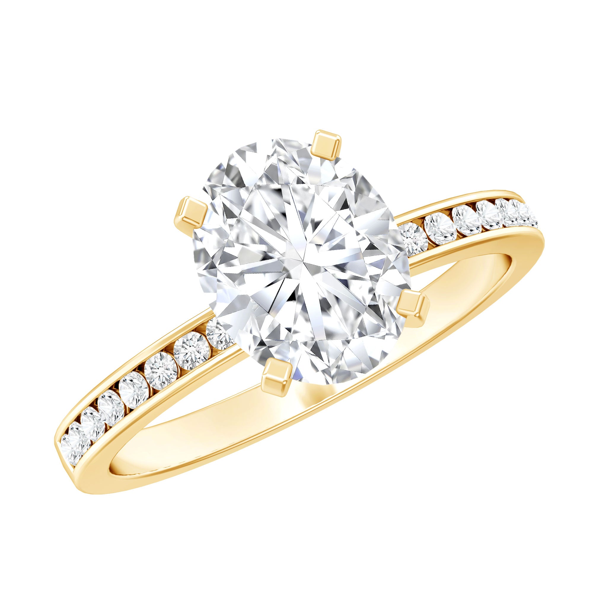 IGI Certified 2 Carat Lab Grown Diamond Oval Engagement Ring With Side Stones Lab - ( E-VS1 ) - Rosec Jewels