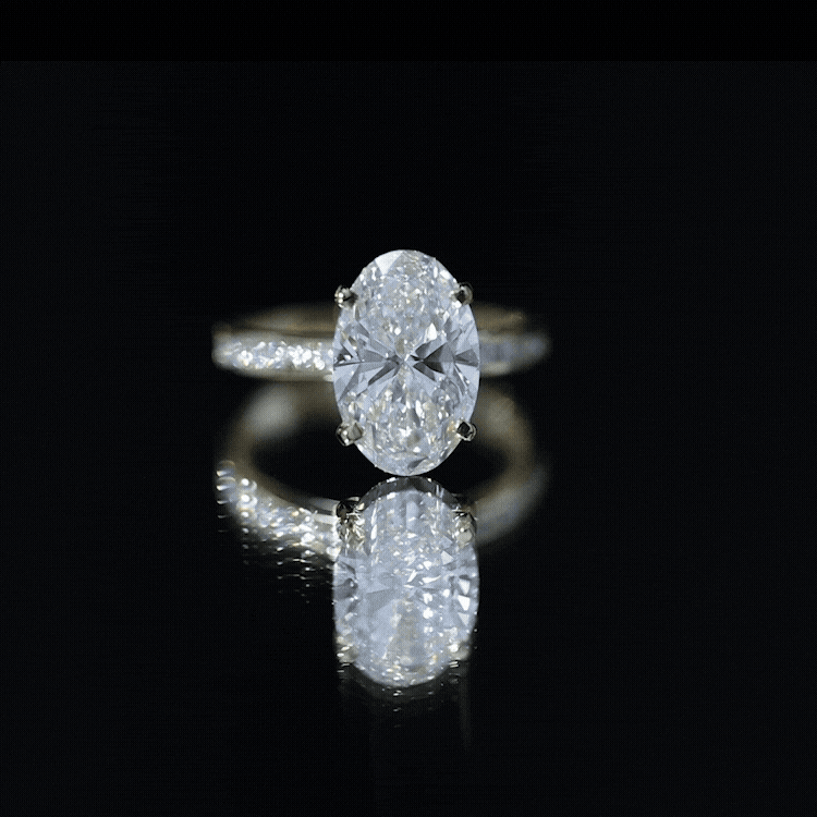 4 Carat Oval Shaped Lab Grown Diamond Huge Engagement Ring with IGI Certificate Lab - ( E-VS1 ) - Rosec Jewels