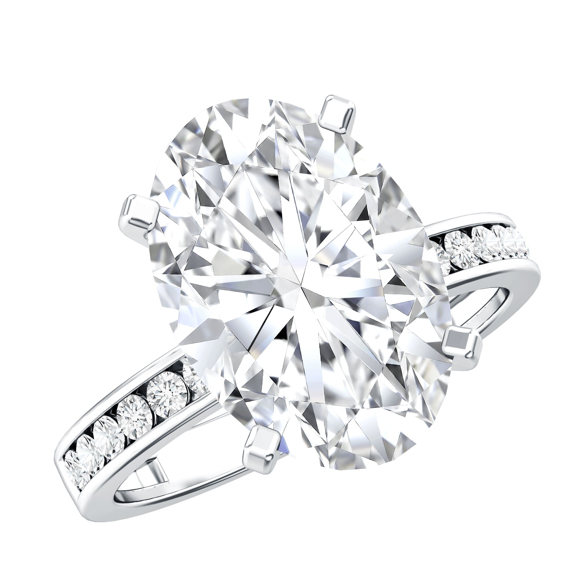 4 Carat Oval Shaped Lab Grown Diamond Huge Engagement Ring with IGI Certificate Lab - ( EF-VS ) - Rosec Jewels