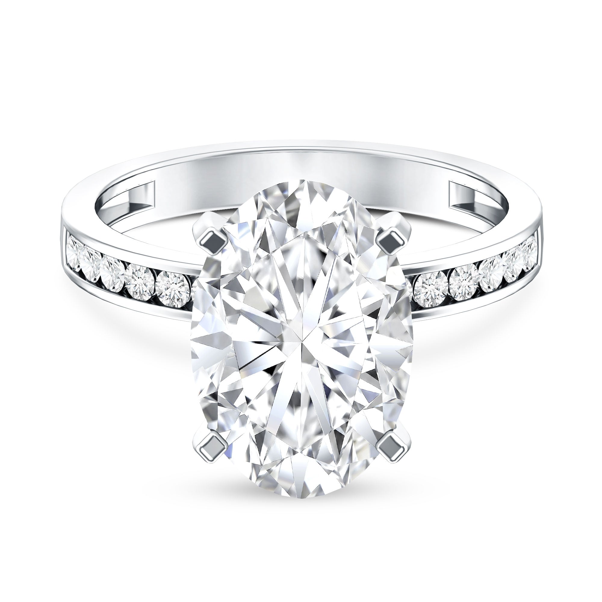 4 Carat Oval Shaped Lab Grown Diamond Huge Engagement Ring with IGI Certificate Lab - ( EF-VS ) - Rosec Jewels
