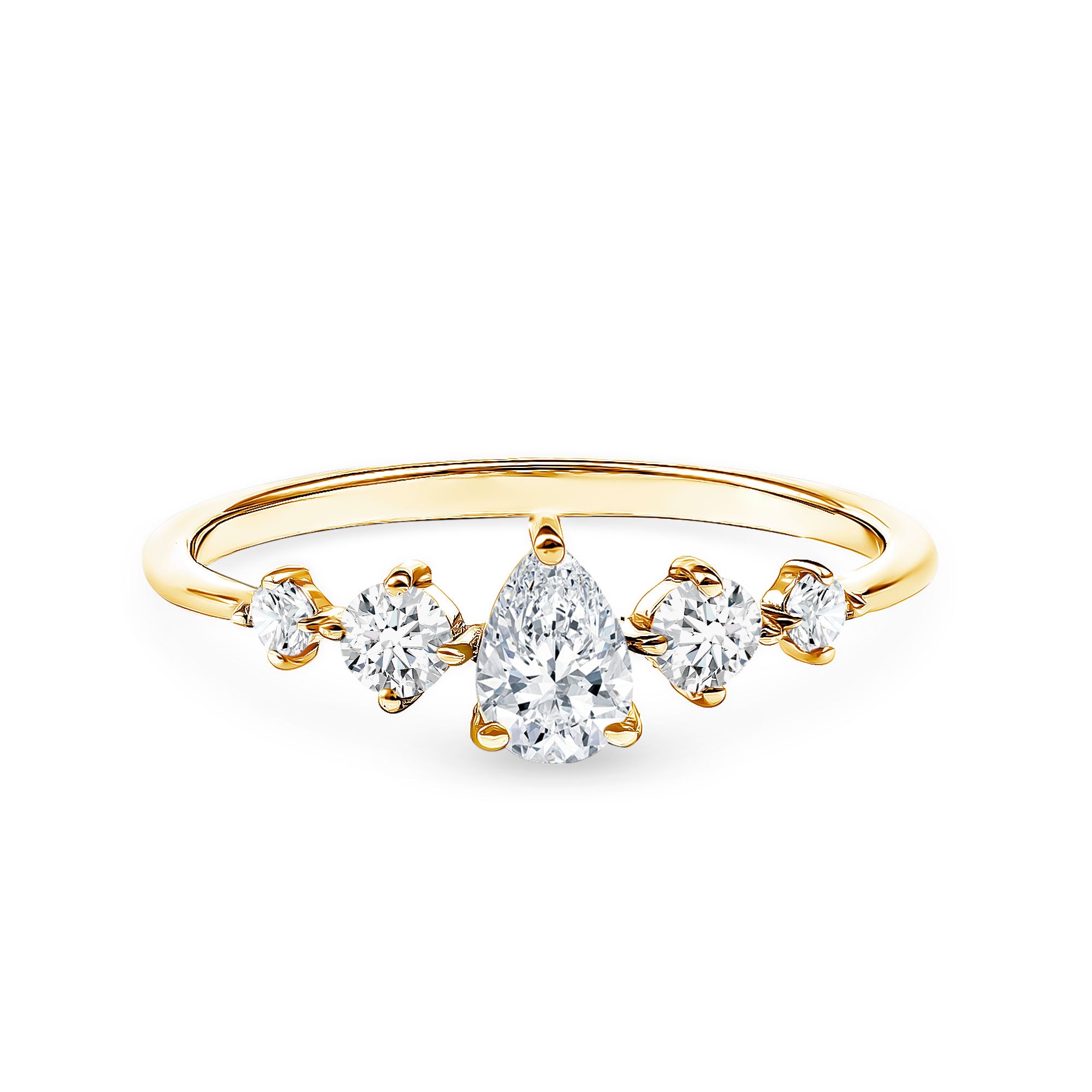Graduated Style Pear and Round Lab Grown Diamond Engagement Ring Lab - ( EF-VS ) - Rosec Jewels