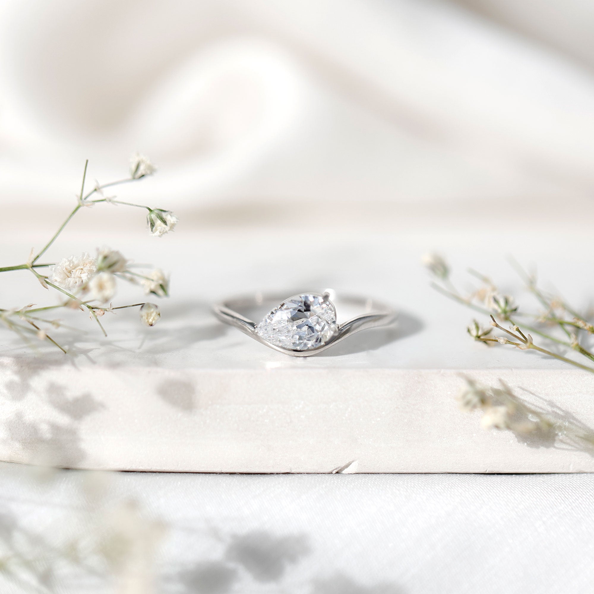 1.3 Carat Pear Shaped Lab Grown Diamond Solitaire Engagement Ring Lab - ( EF-VS ) - Rosec Jewels