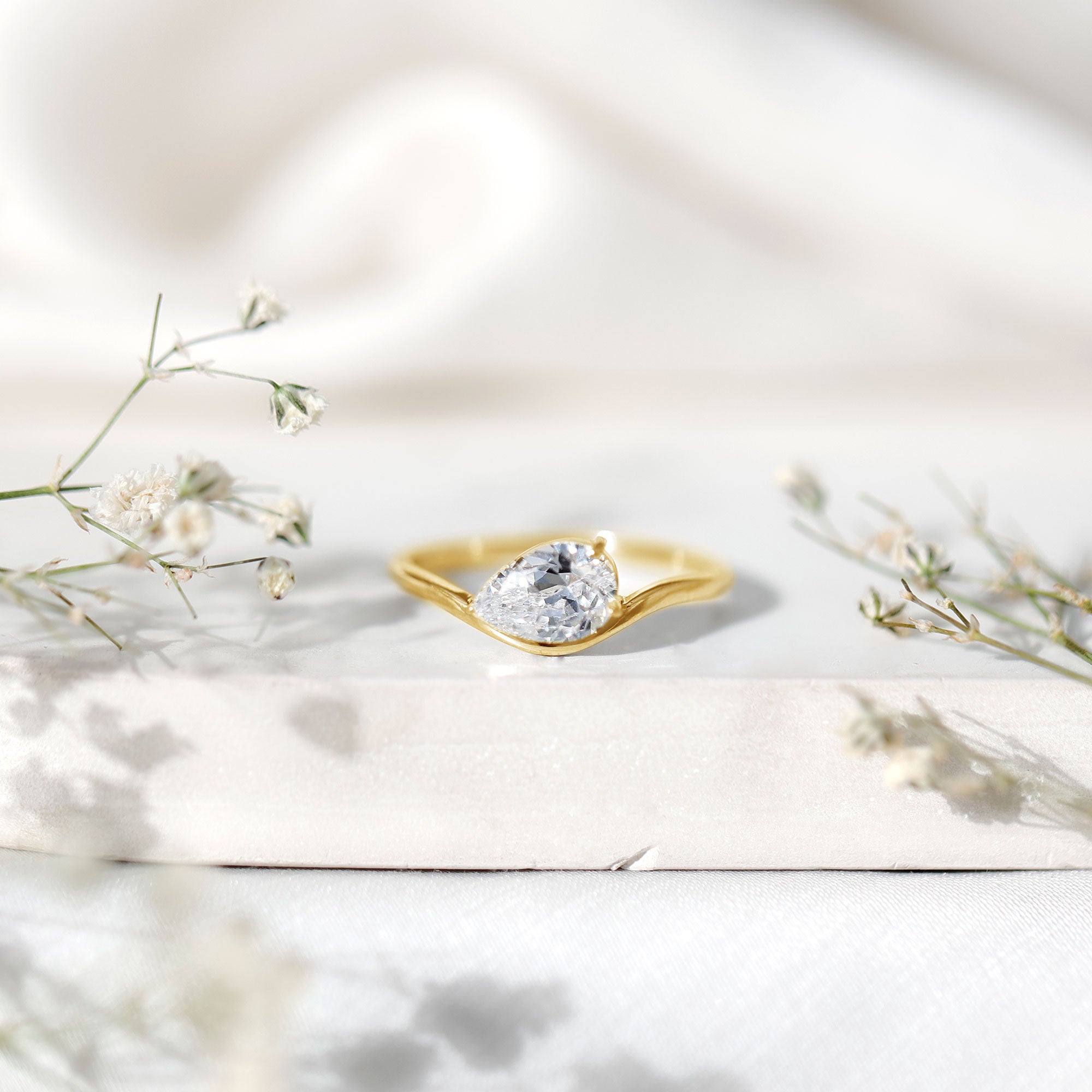 1.3 Carat Pear Shaped Lab Grown Diamond Solitaire Engagement Ring Lab - ( EF-VS ) - Rosec Jewels