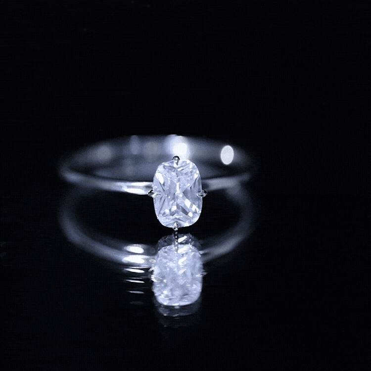 Solitaire 1.2 Carat Elongated Cushion Cut Engagement Ring with Lab Grown Diamond Lab - ( EF-VS ) - Rosec Jewels