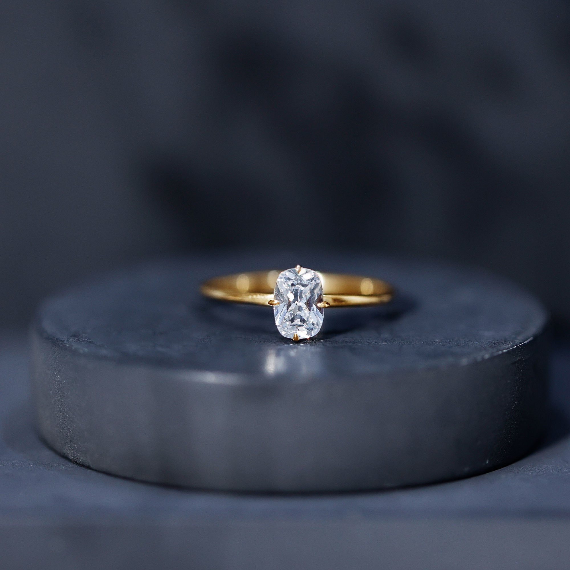 Solitaire 1.2 Carat Elongated Cushion Cut Engagement Ring with Lab Grown Diamond Lab - ( EF-VS ) - Rosec Jewels