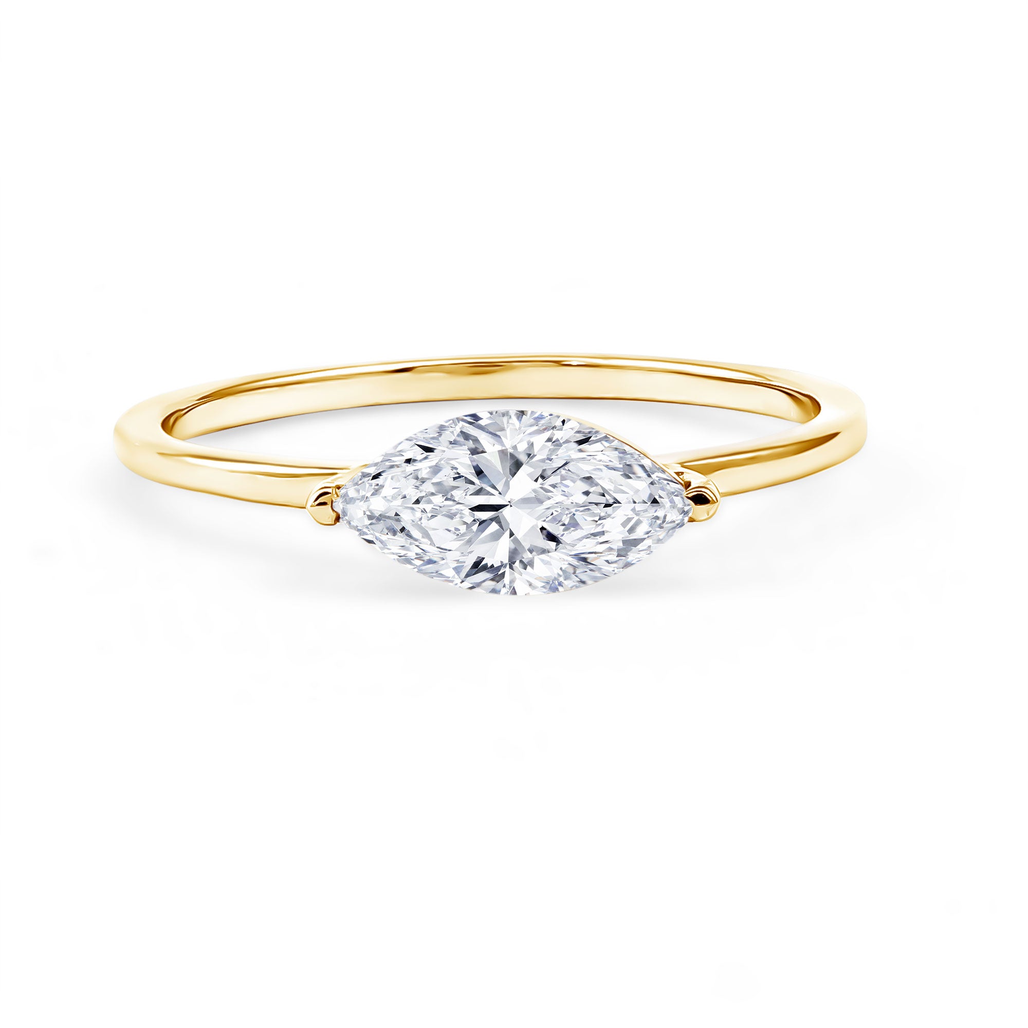 East West Marquise Cut 1 Carat Lab Grown Diamond Solitaire Ring Lab - ( EF-VS ) - Rosec Jewels