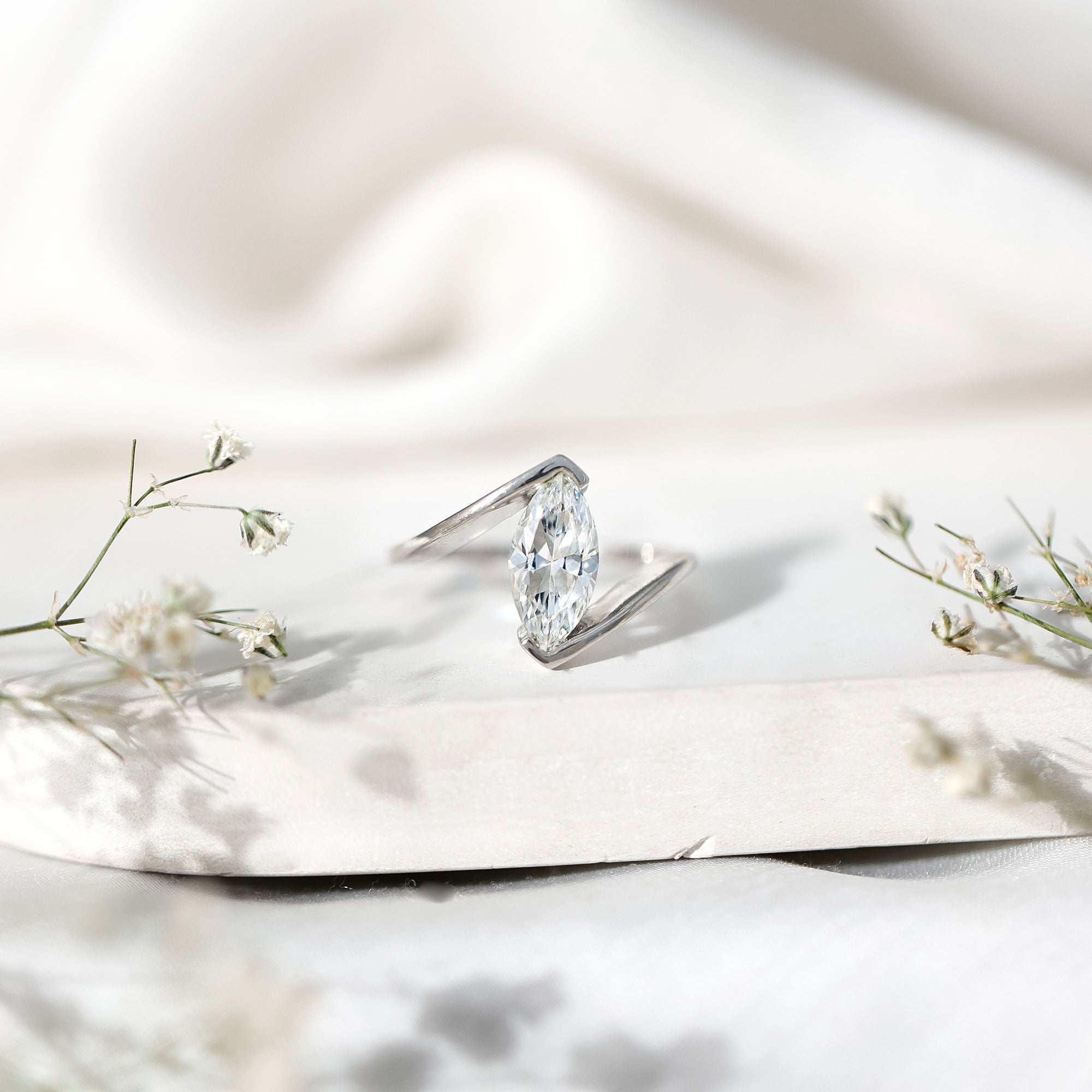Marquise Cut 2 Carat Lab Grown Diamond Engagement Ring Lab - ( EF-VS ) - Rosec Jewels