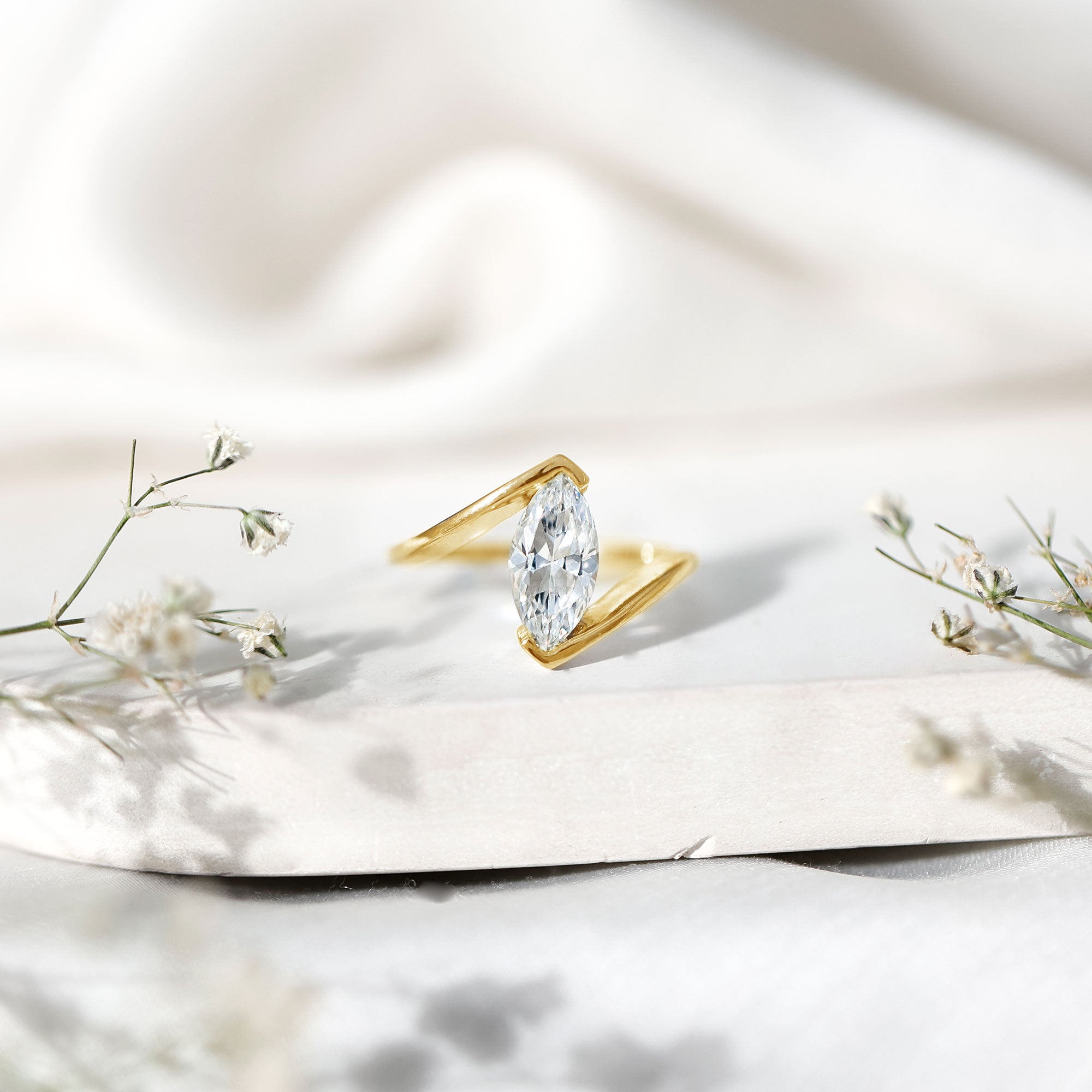 Marquise Cut 2 Carat Lab Grown Diamond Engagement Ring Lab - ( EF-VS ) - Rosec Jewels