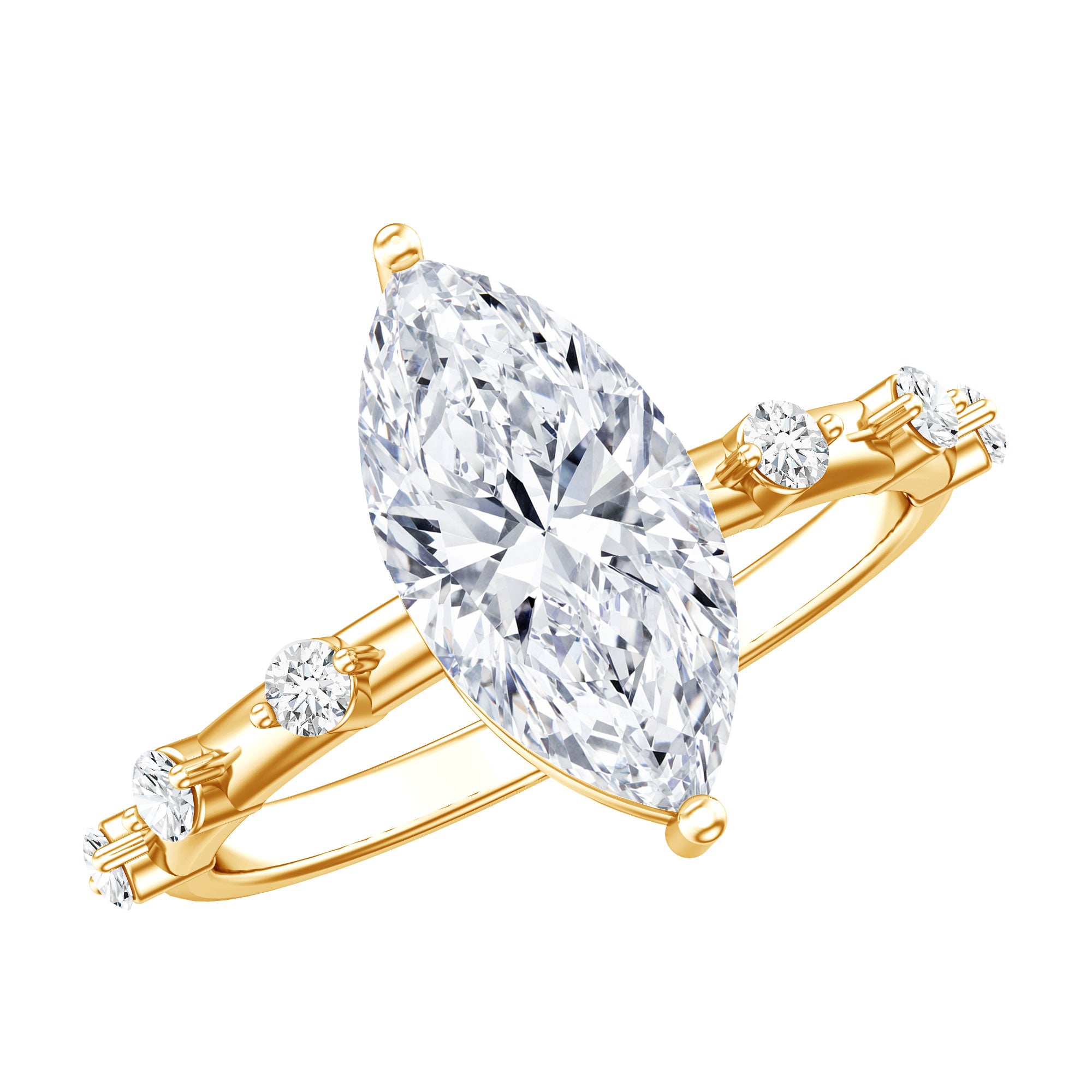 Solitaire 2 Carat Lab Created Diamond Marquise Engagement Ring IGI Certified Lab - ( E-VS1 ) - Rosec Jewels
