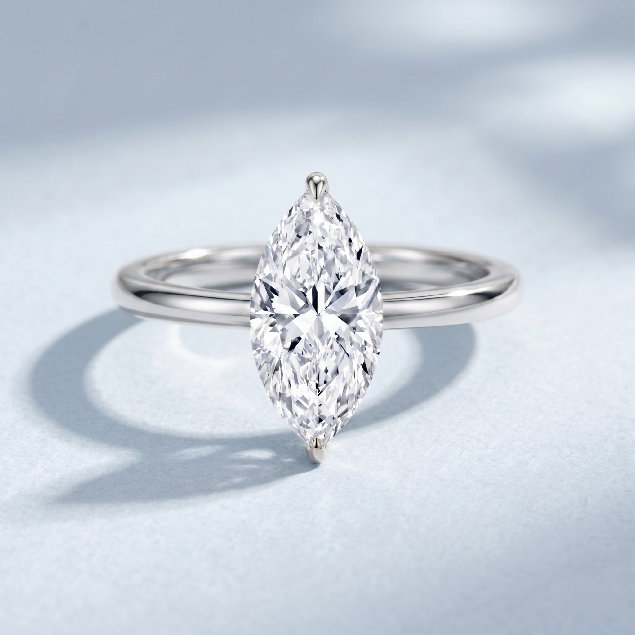 IGI Certified Marquise Cut Lab Created Diamond Solitaire Engagement Ring 2 Carat Lab - ( E-VS1 ) - Rosec Jewels