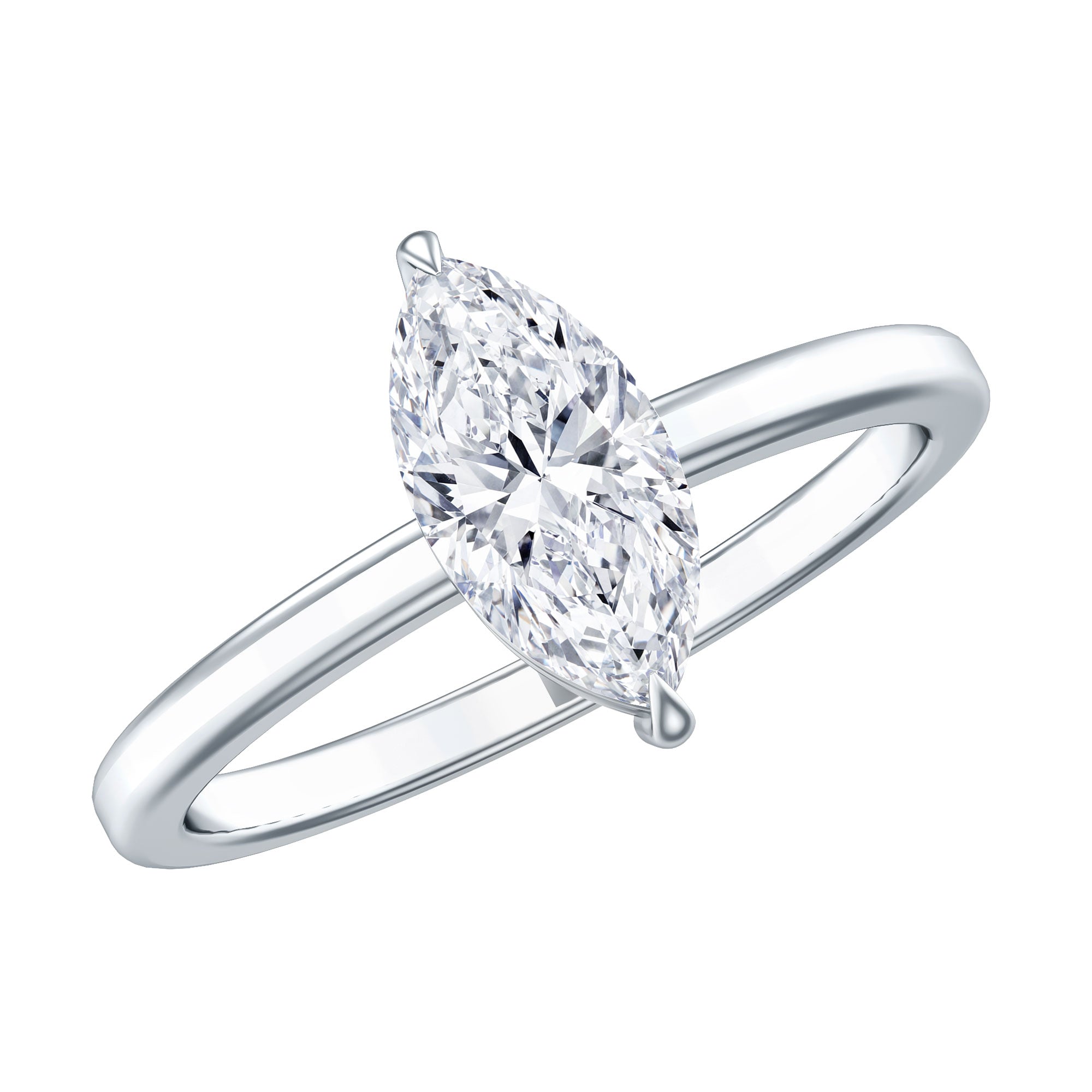 IGI Certified Lab Grown 1 Carat Diamond Marquise Engagement Ring Solitaire Lab - ( E-VS1 ) - Rosec Jewels