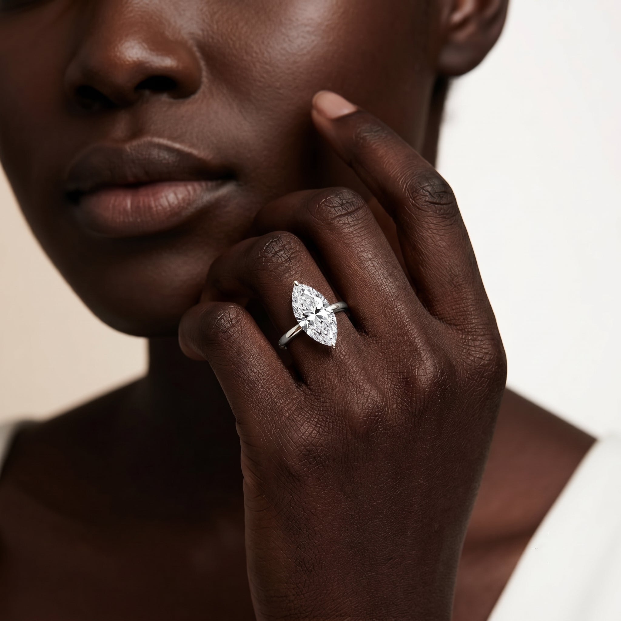 Solitaire 3 Carat Lab Grown Diamond Marquise Engagement Ring IGI Certified Lab - ( E-VS1 ) - Rosec Jewels