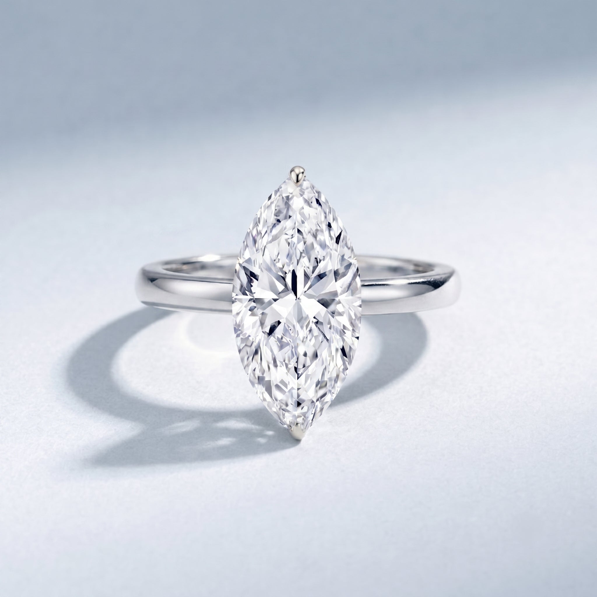 Solitaire 3 Carat Lab Grown Diamond Marquise Engagement Ring IGI Certified Lab - ( E-VS1 ) - Rosec Jewels