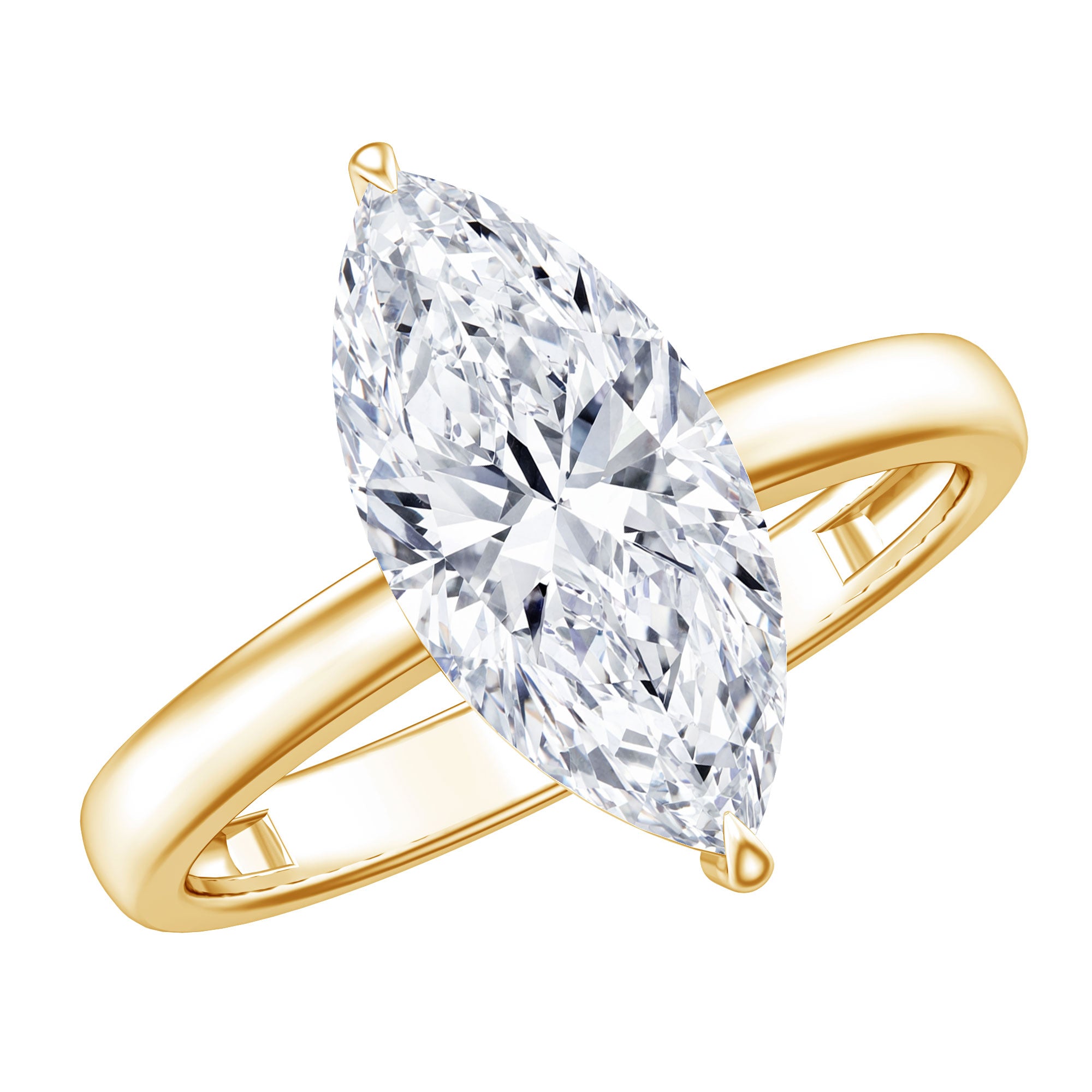 Solitaire 3 Carat Lab Grown Diamond Marquise Engagement Ring IGI Certified Lab - ( E-VS1 ) - Rosec Jewels