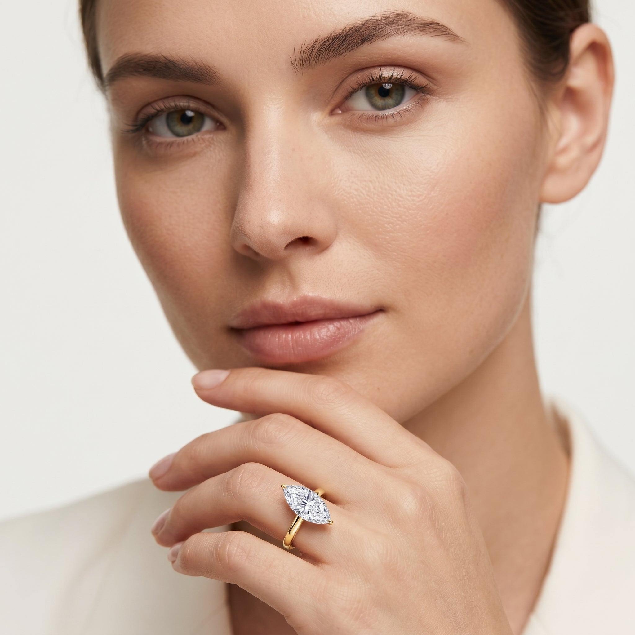 Solitaire 3 Carat Lab Grown Diamond Marquise Engagement Ring IGI Certified Lab - ( E-VS1 ) - Rosec Jewels