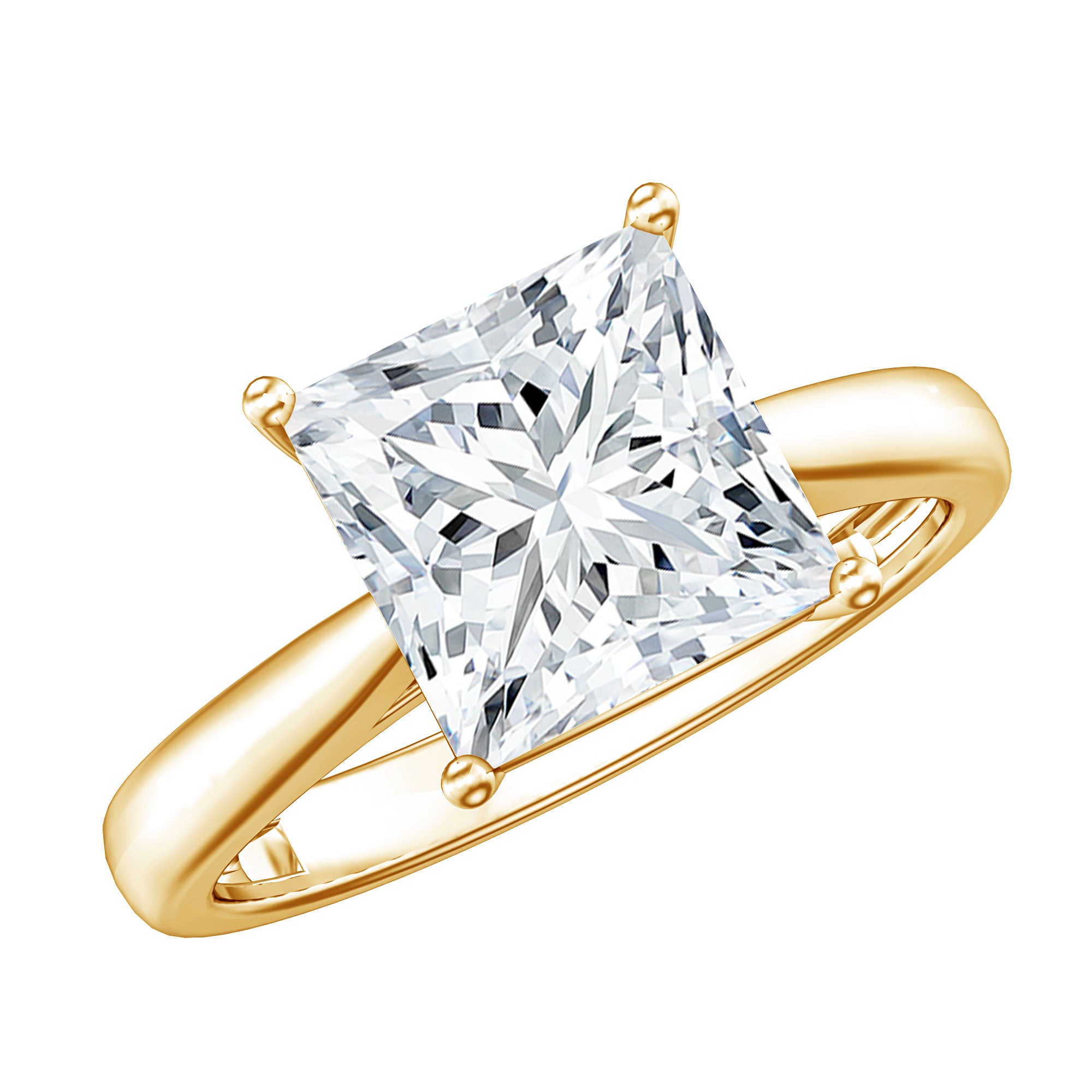 IGI Certified Lab Grown 3 Carat Diamond Princess Cut Engagement Ring Solitaire Lab - ( E-VS1 ) - Rosec Jewels