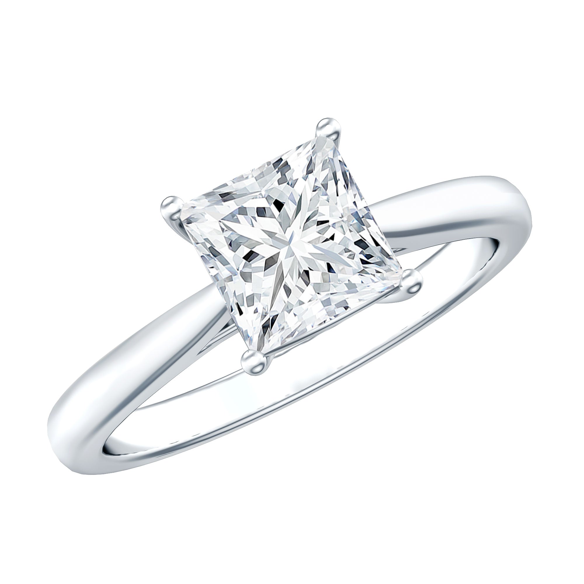 Rosec Jewels-Solitaire 1 Carat Princess Cut Lab Grown Diamond Engagement Ring with IGI Certificate