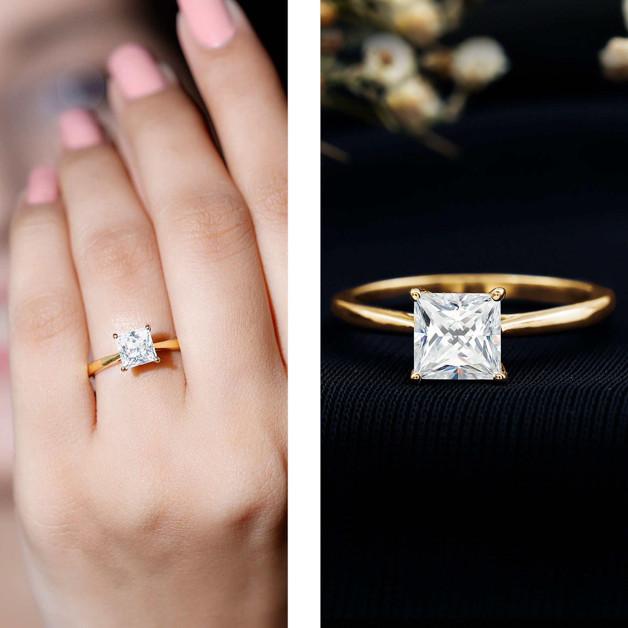 Rosec Jewels-Solitaire 1 Carat Princess Cut Lab Grown Diamond Engagement Ring with IGI Certificate