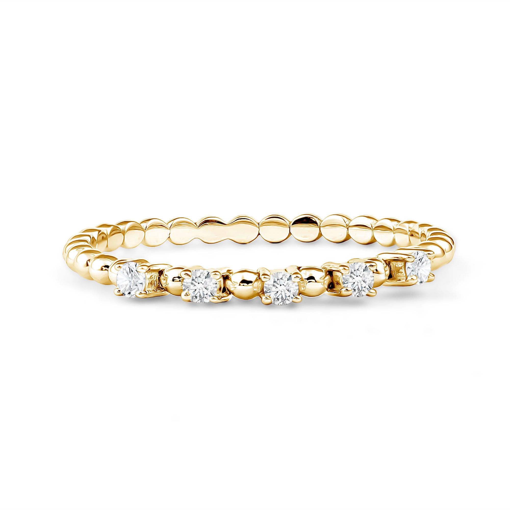 Minimalist Lab Grown Diamond Stacking Ring with Beaded Detail Lab - ( EF-VS ) - Rosec Jewels