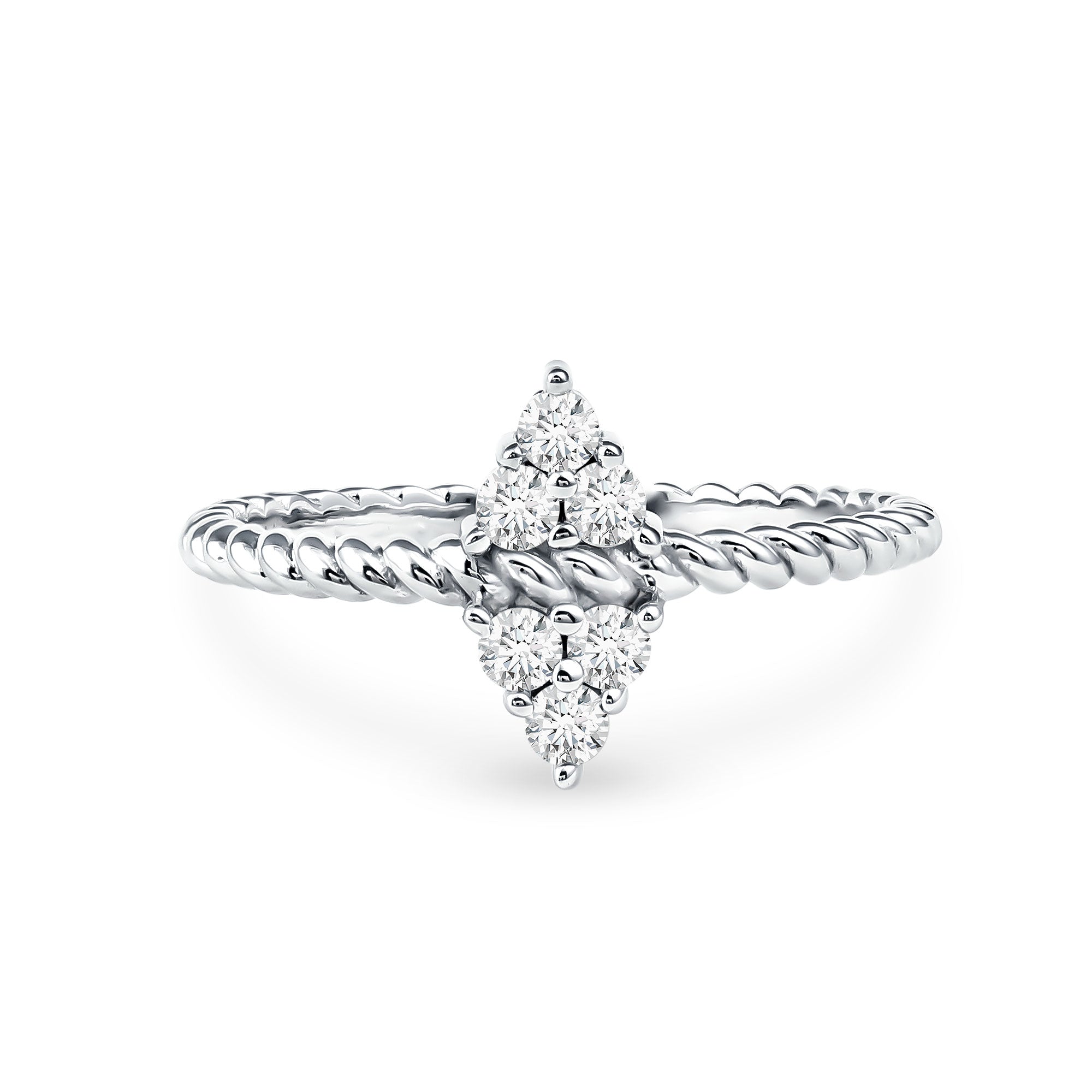 Twin Triangle Lab Grown Diamond Engagement Ring with Twisted Band Lab - ( EF-VS ) - Rosec Jewels