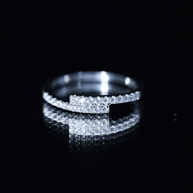Lab Grown Diamond Half Eternity Stackable Ring in Bypass Style Lab - ( EF-VS ) - Rosec Jewels