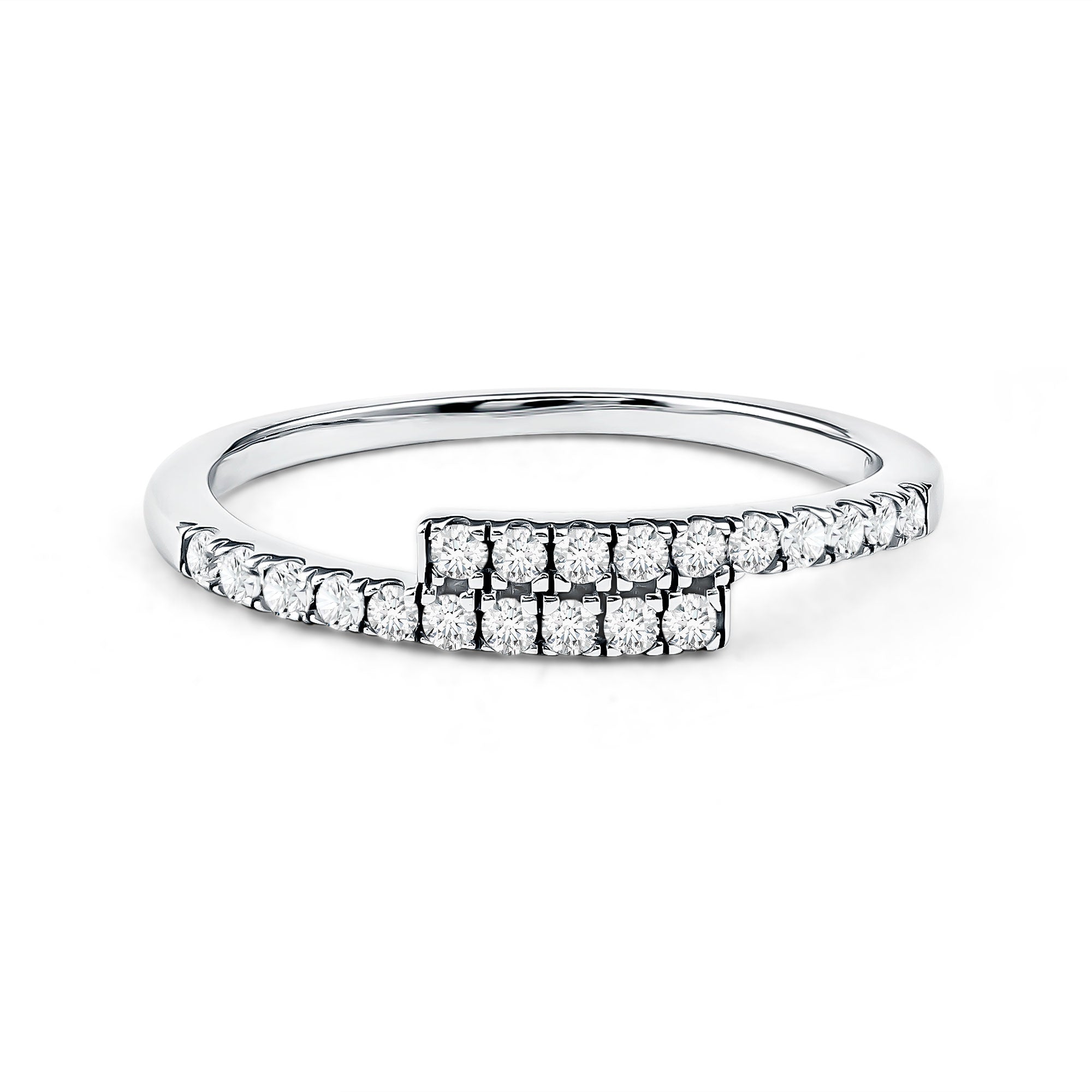 Lab Grown Diamond Half Eternity Stackable Ring in Bypass Style Lab - ( EF-VS ) - Rosec Jewels