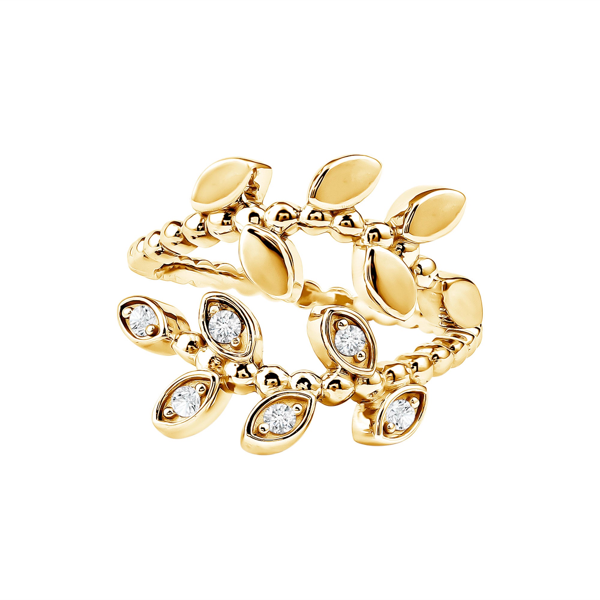 Nature Inspired Lab Grown Diamond Leaf Wrap Ring with Certificate Lab - ( EF-VS ) - Rosec Jewels