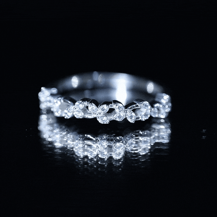 Lab Grown Diamond Leaf Half Eternity Ring with Certificate Lab - ( EF-VS ) - Rosec Jewels