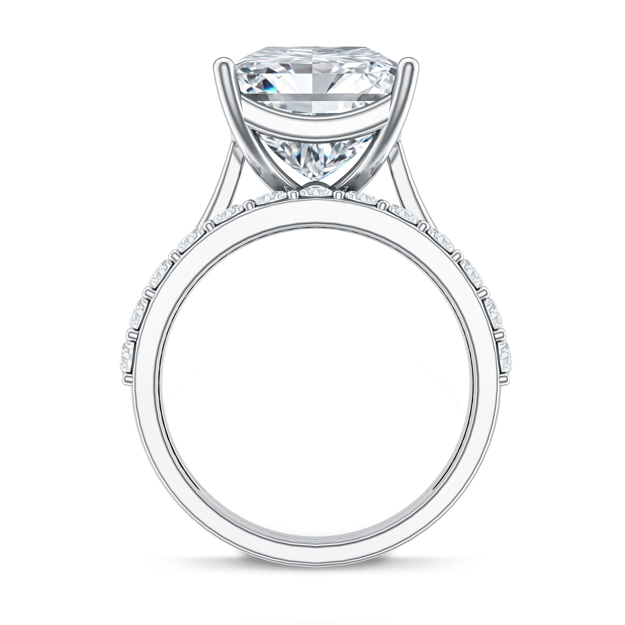 Rosec Jewels-IGI Certified 4 Carat Princess Cut Lab Grown Diamond Solitaire Wedding Ring Set
