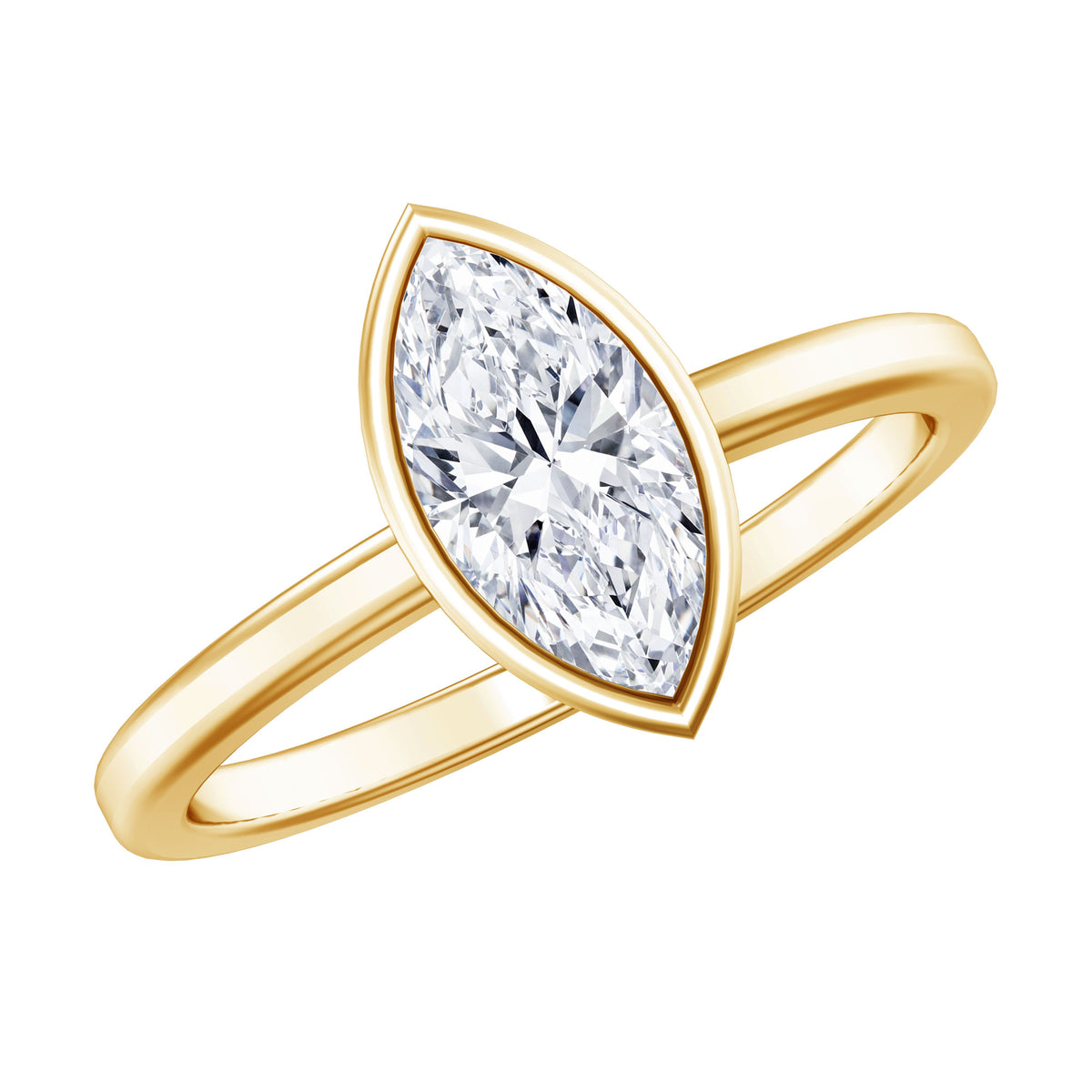 IGI Certified 1 Carat Marquise Lab Grown Diamond Engagement Ring in Bezel Setting Lab - ( E-VS1 ) - Rosec Jewels