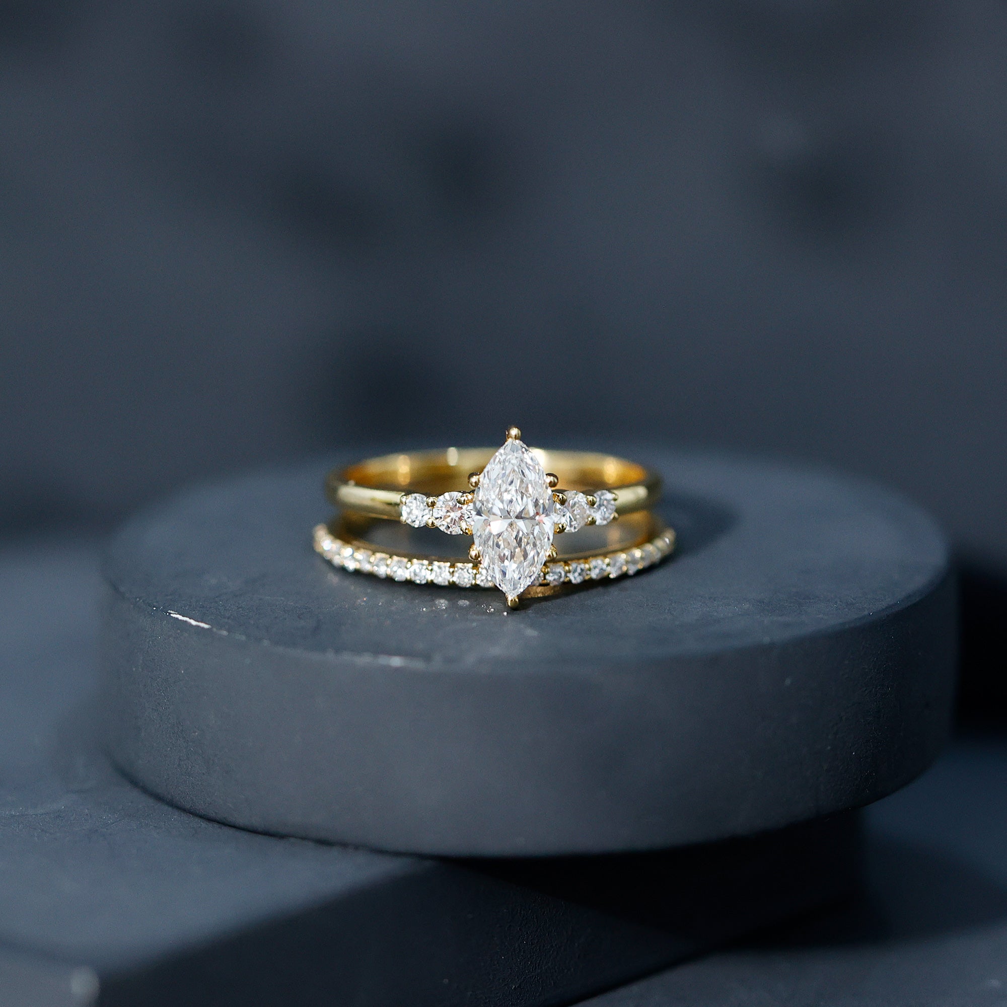 Rosec Jewels-IGI Certified 1 Carat Marquise Lab Grown Diamond Wedding Ring Set for Women
