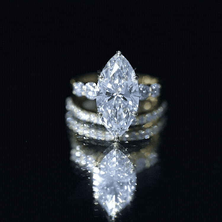 IGI Certified 3 Carat Lab Grown Diamond Marquise Bridal Wedding Ring Set Lab - ( E-VS1 ) - Rosec Jewels