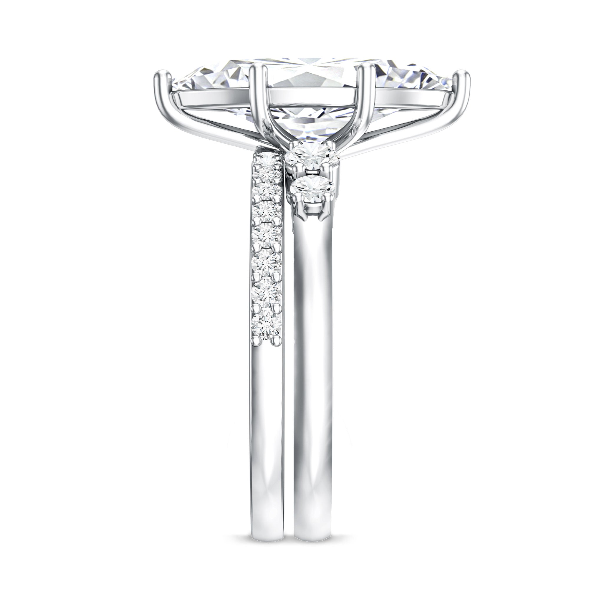 Rosec Jewels-IGI Certified 3 Carat Lab Grown Diamond Marquise Bridal Wedding Ring Set