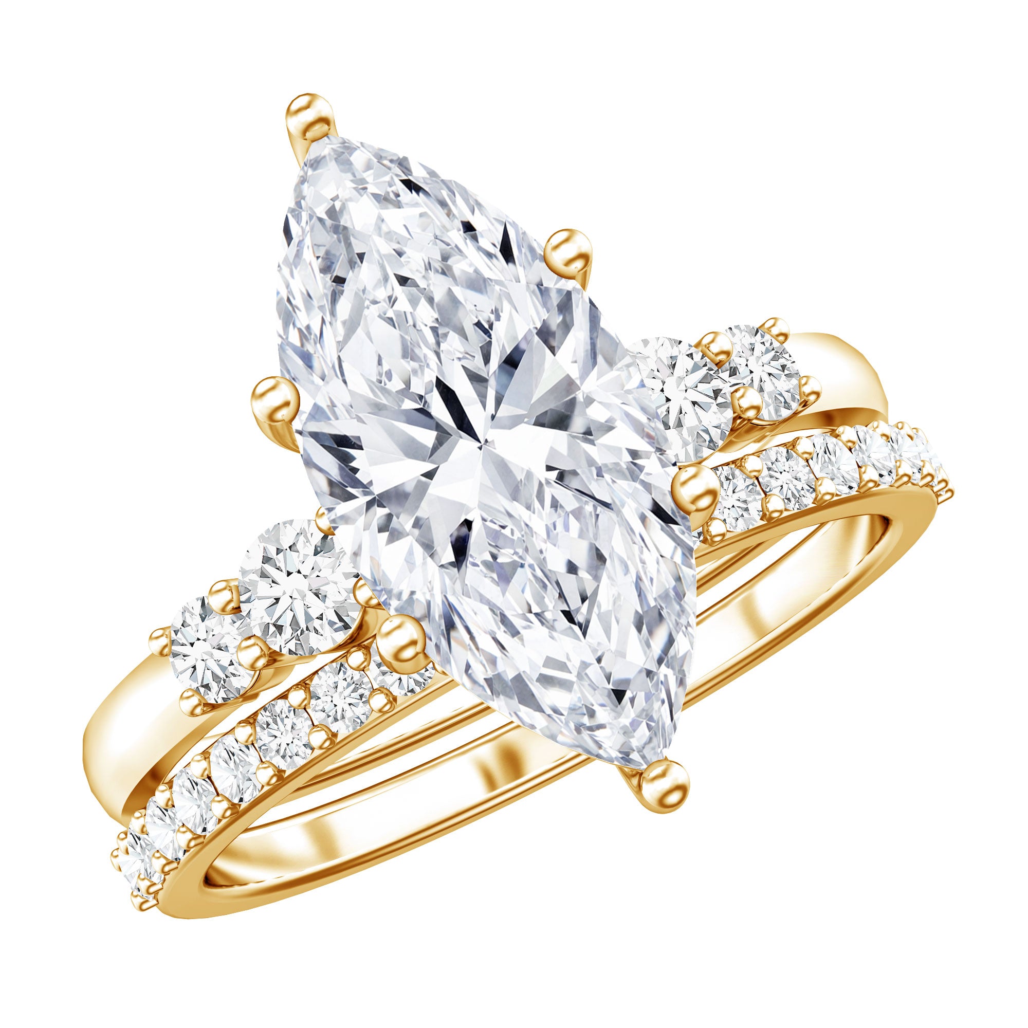 IGI Certified 3 Carat Lab Grown Diamond Marquise Bridal Wedding Ring Set Lab - ( E-VS1 ) - Rosec Jewels