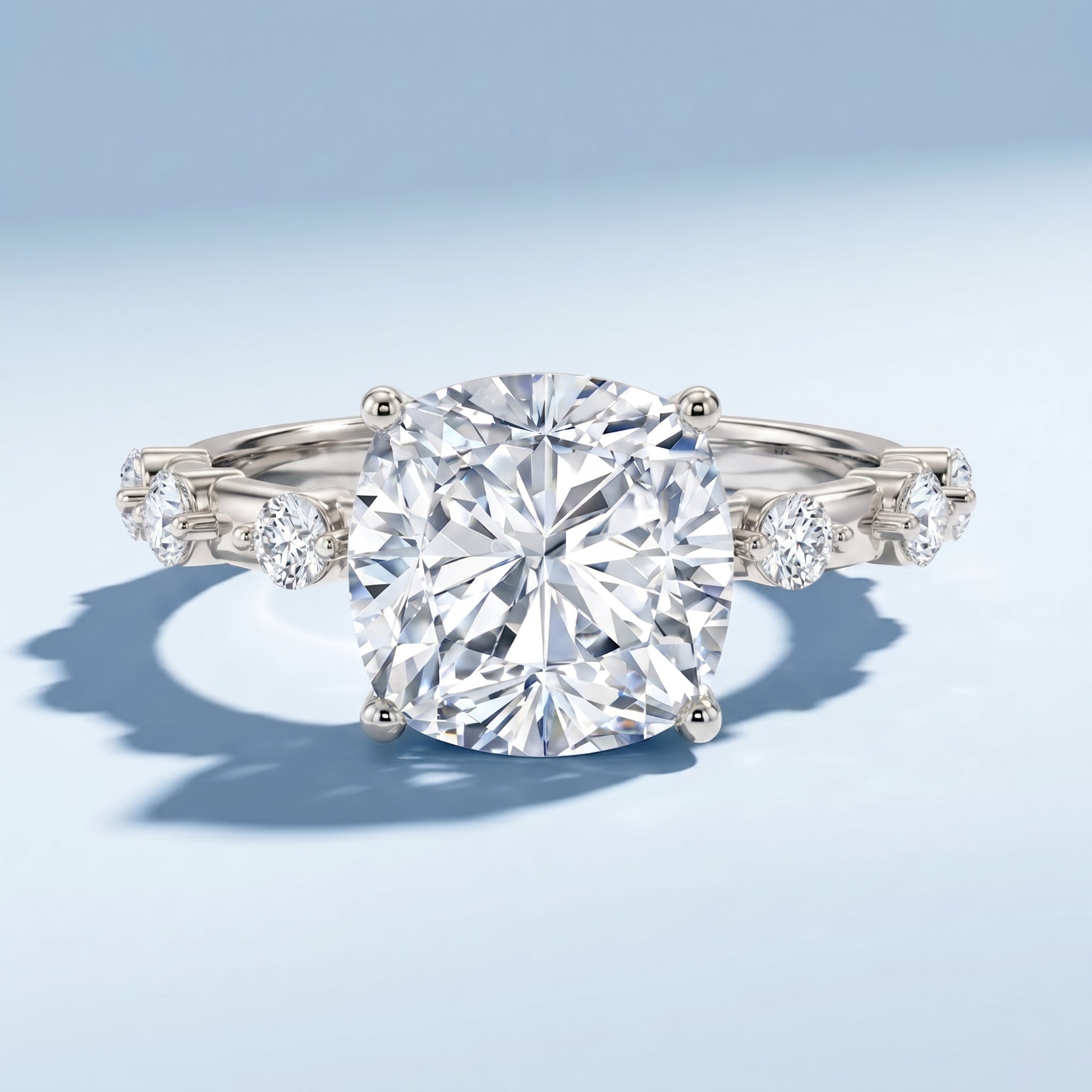 Lab Grown 4 Carat Round Diamond Solitaire Engagement Ring with IGI Certificate Lab - ( E-VS1 ) - Rosec Jewels