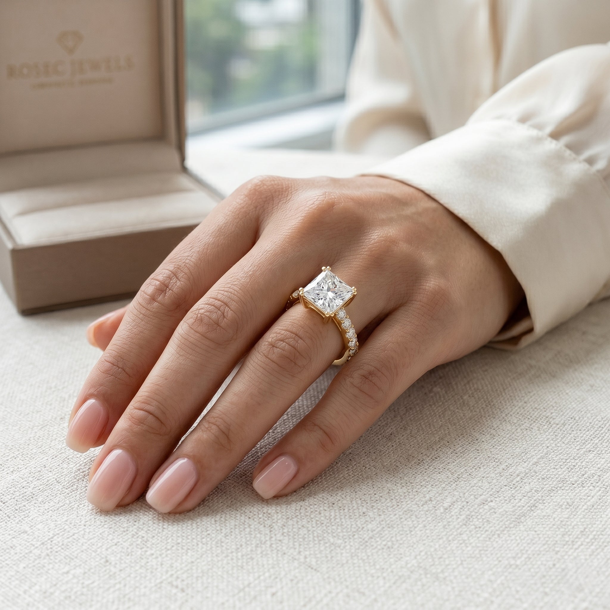 IGI Certified 4 Carat Princess Cut Lab Grown Diamond Solitaire Engagement Ring Lab - ( E-VS1 ) - Rosec Jewels