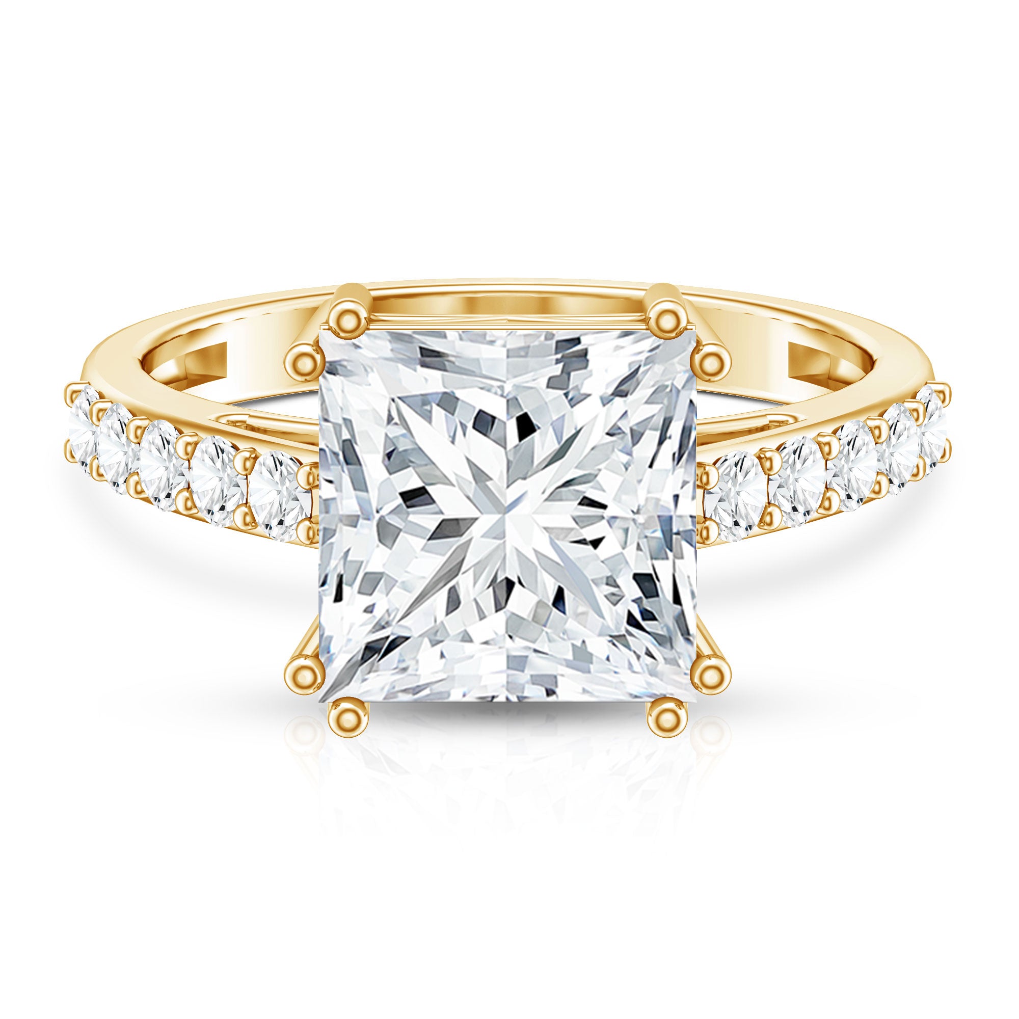 IGI Certified 4 Carat Princess Cut Lab Grown Diamond Solitaire Engagement Ring Lab - ( E-VS1 ) - Rosec Jewels