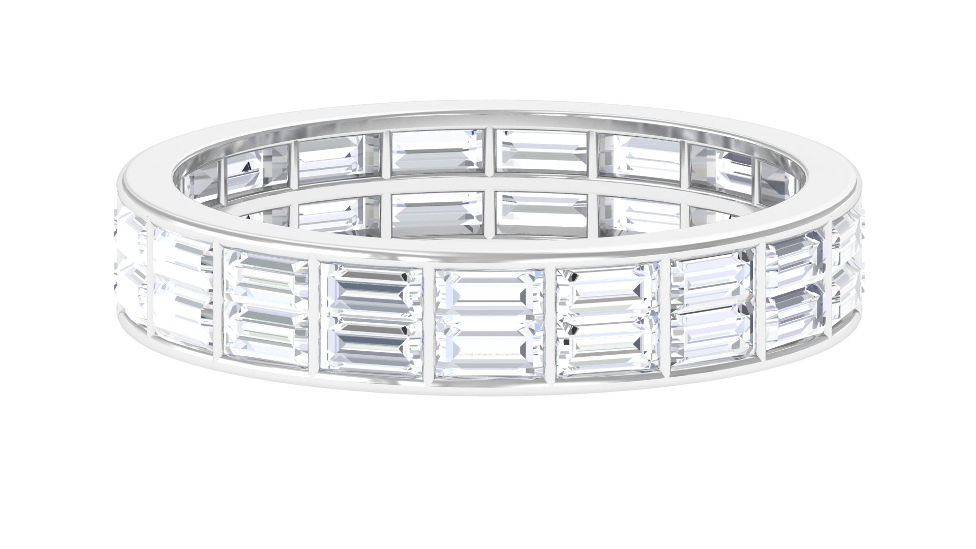 3 CT Cubic Zirconia Two Row Eternity Wedding Band Ring AAAA - Rosec Jewels
