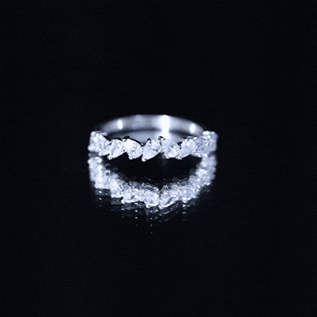 Pear Cut Cubic Zirconia Half Eternity Ring AAAA - Rosec Jewels