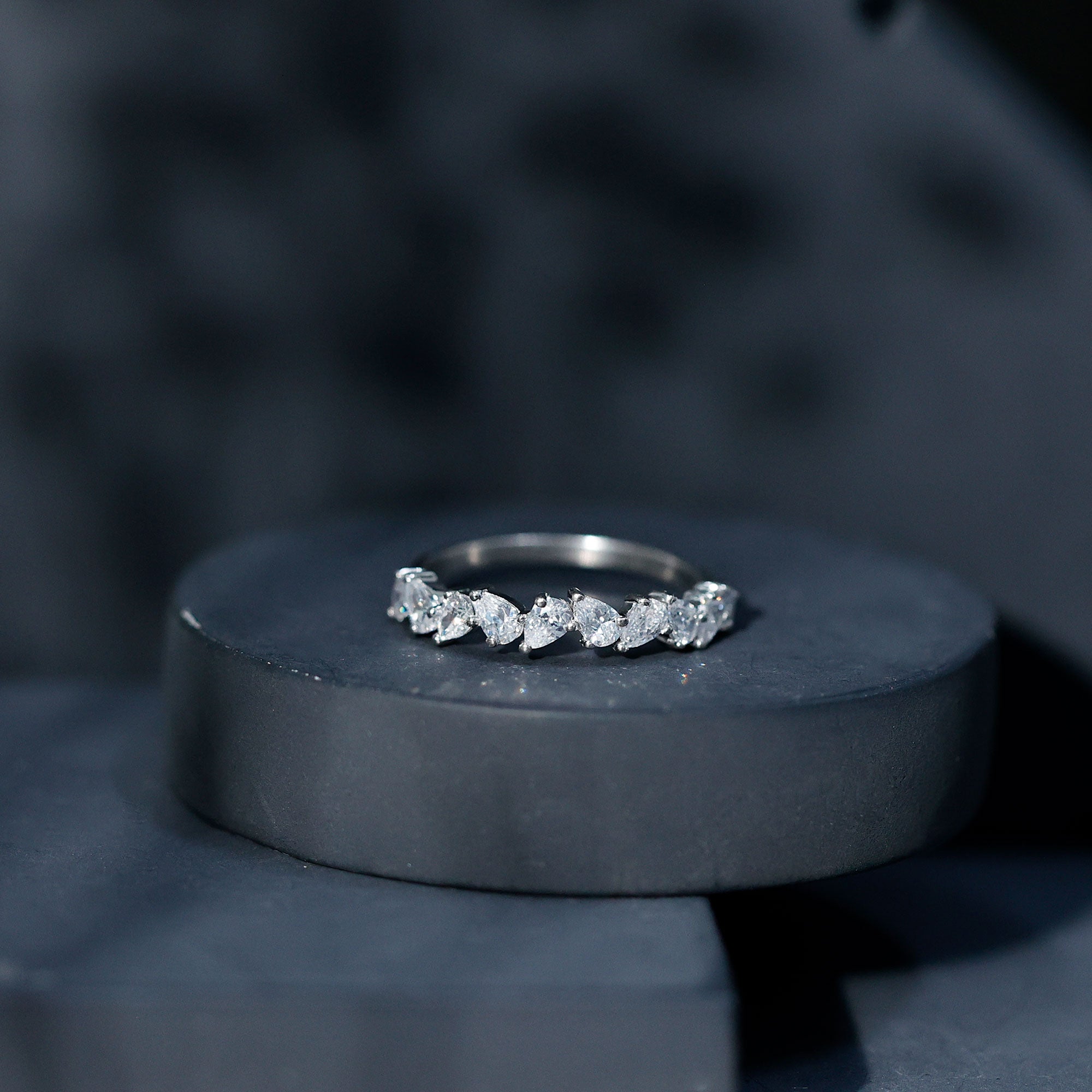 Pear Cut Cubic Zirconia Half Eternity Ring AAAA - Rosec Jewels