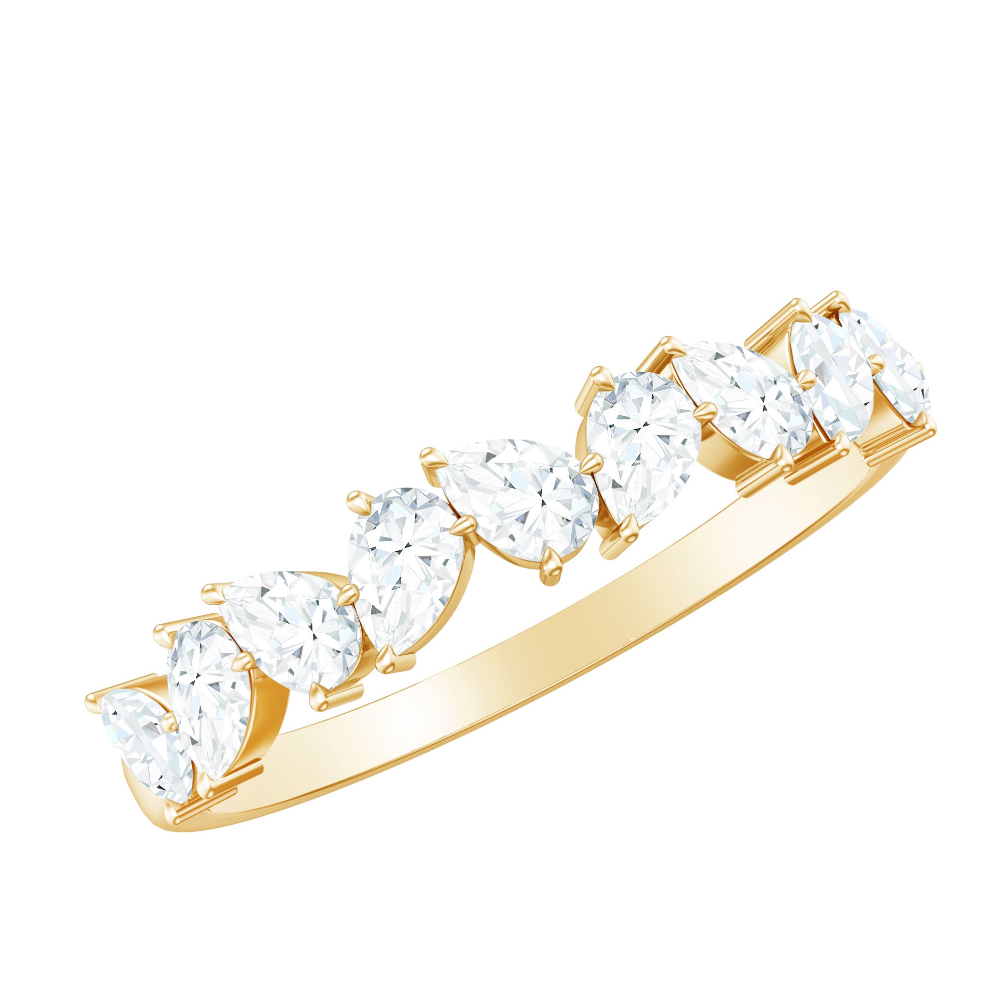 Pear Cut Cubic Zirconia Half Eternity Ring AAAA - Rosec Jewels