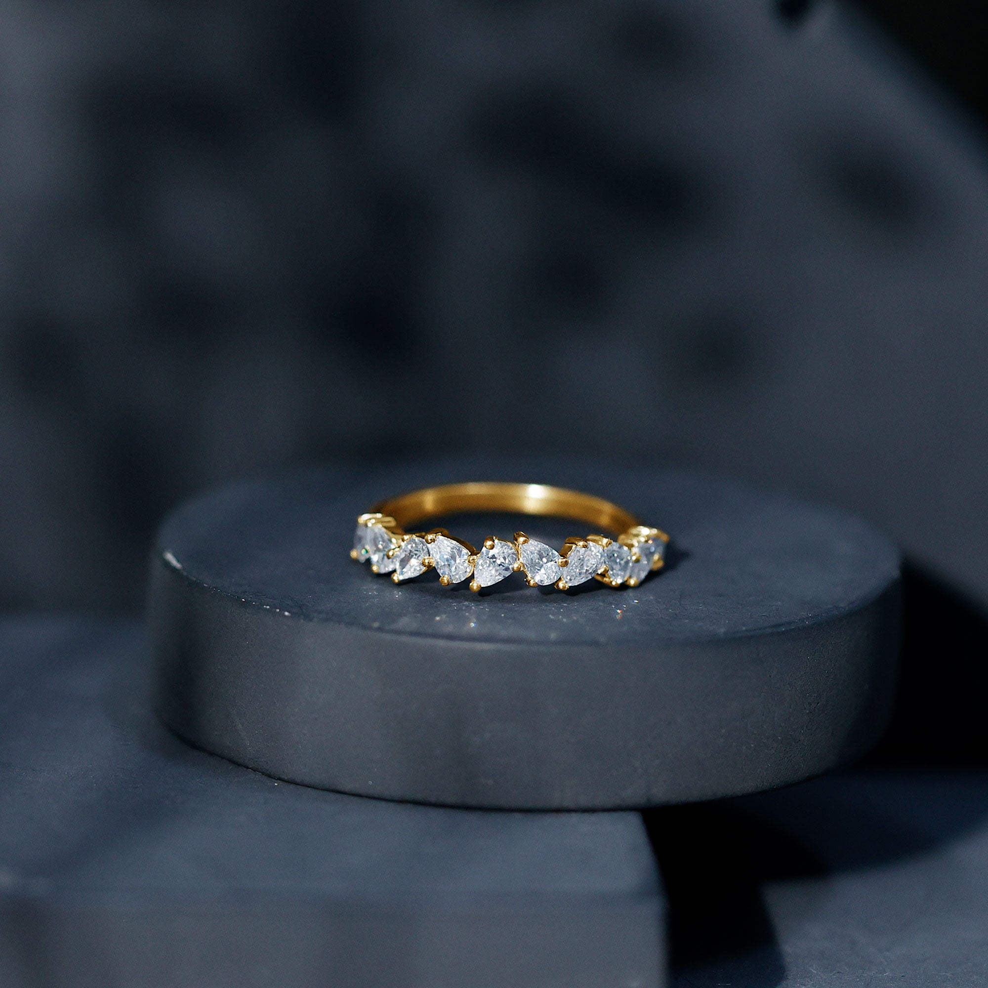 Pear Cut Cubic Zirconia Half Eternity Ring AAAA - Rosec Jewels