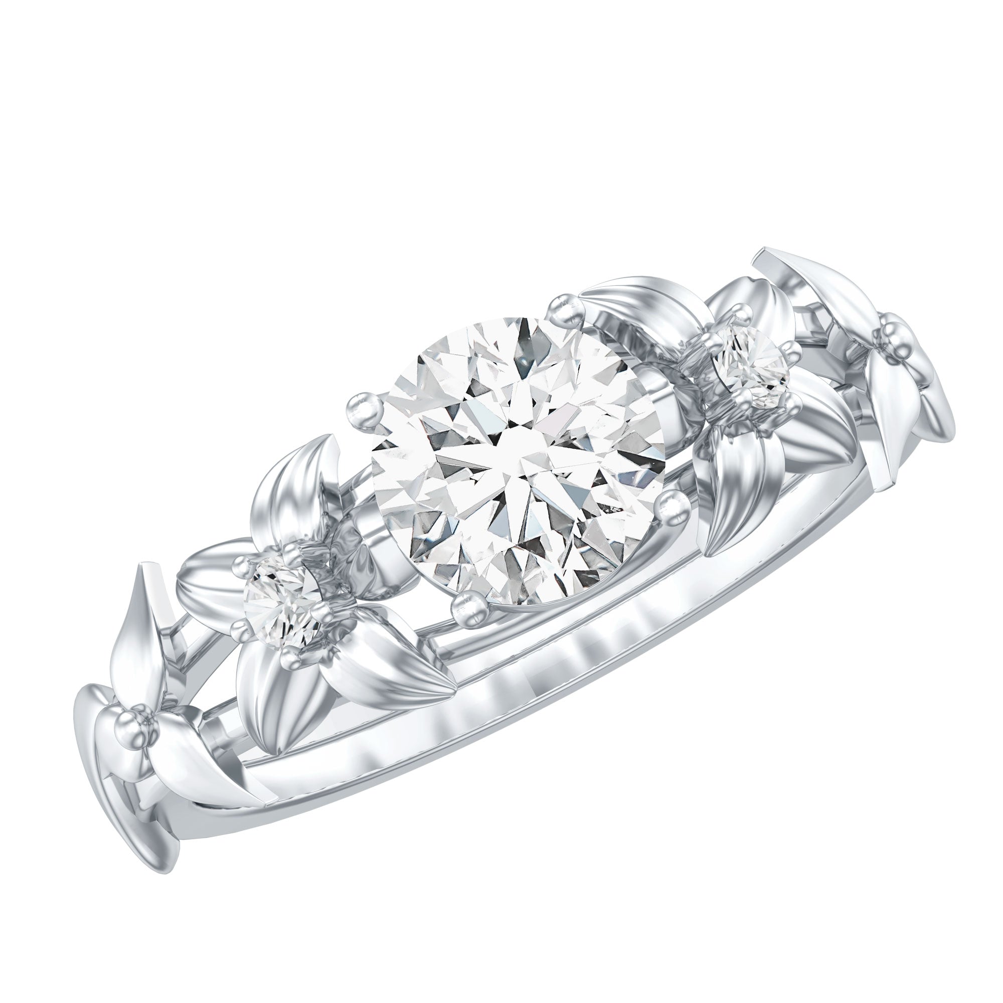 Designer Moissanite Flower Engagement Ring for Women