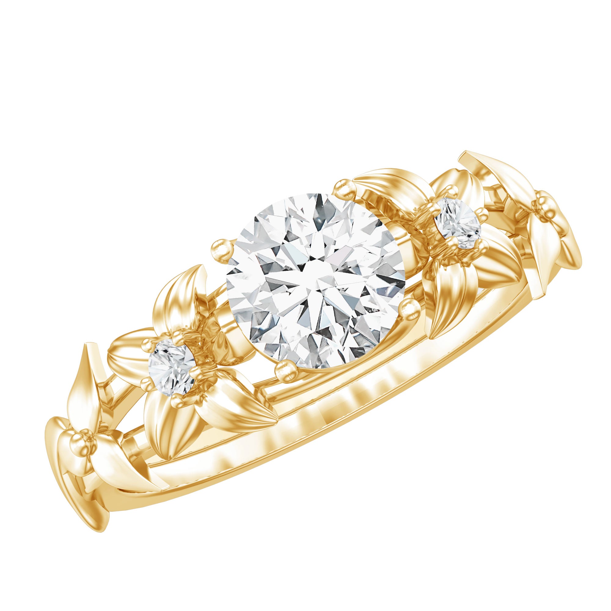 Designer Moissanite Flower Engagement Ring for Women D-VS1 - Rosec Jewels