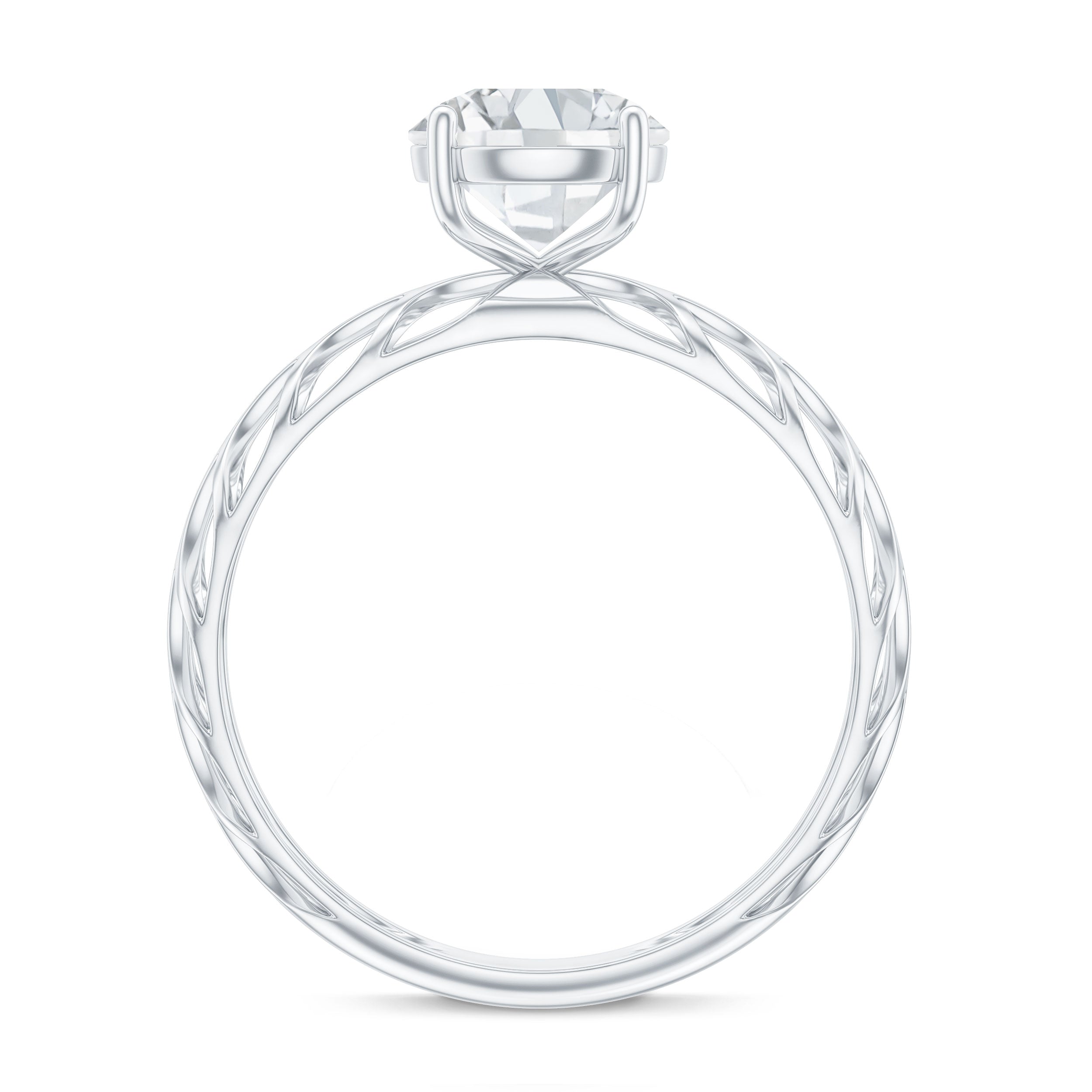 7 MM Solitaire Moissanite Engagement Ring with Filigree Band D-VS1 - Rosec Jewels