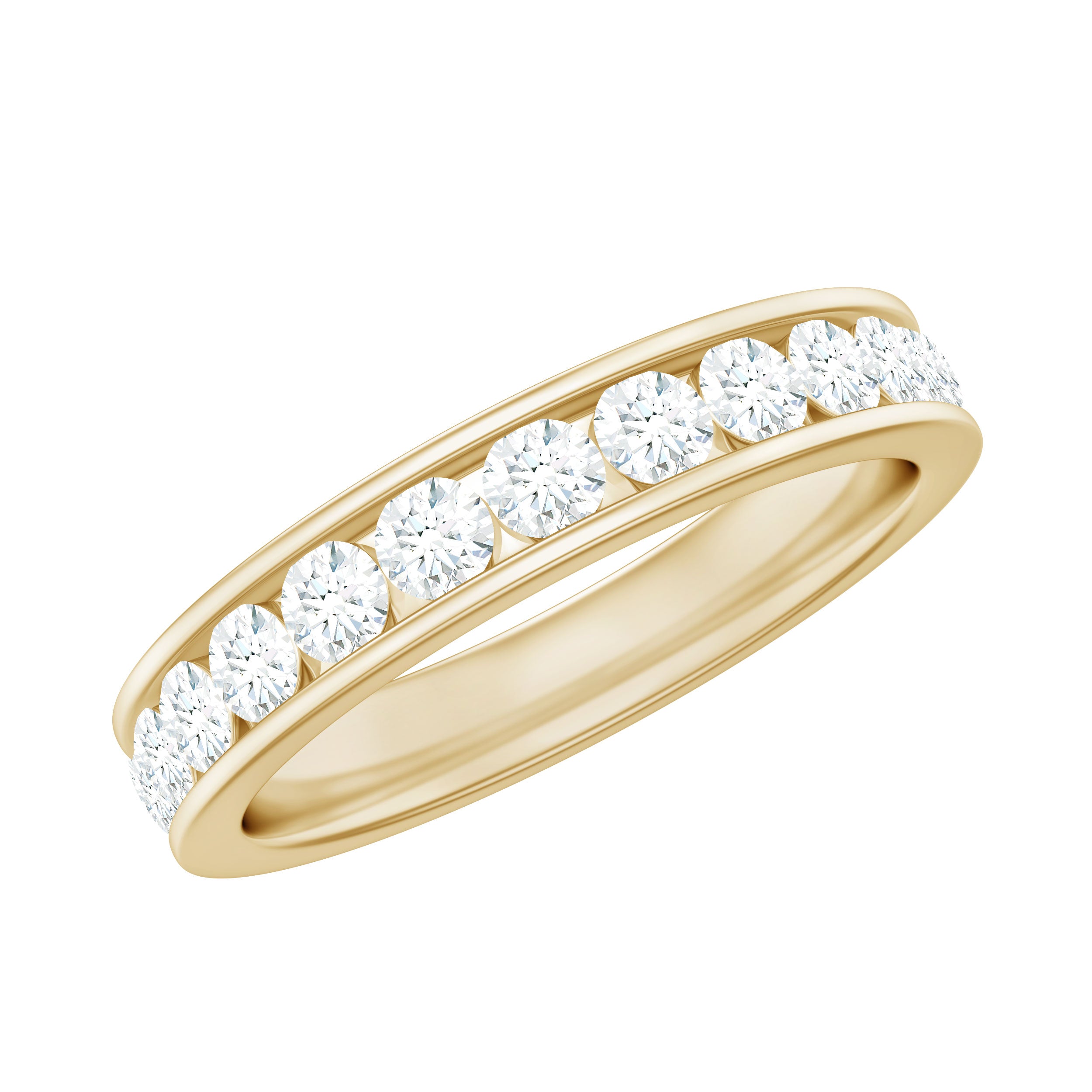 Channel Set Moissanite Eternity Band for women D-VS1 - Rosec Jewels